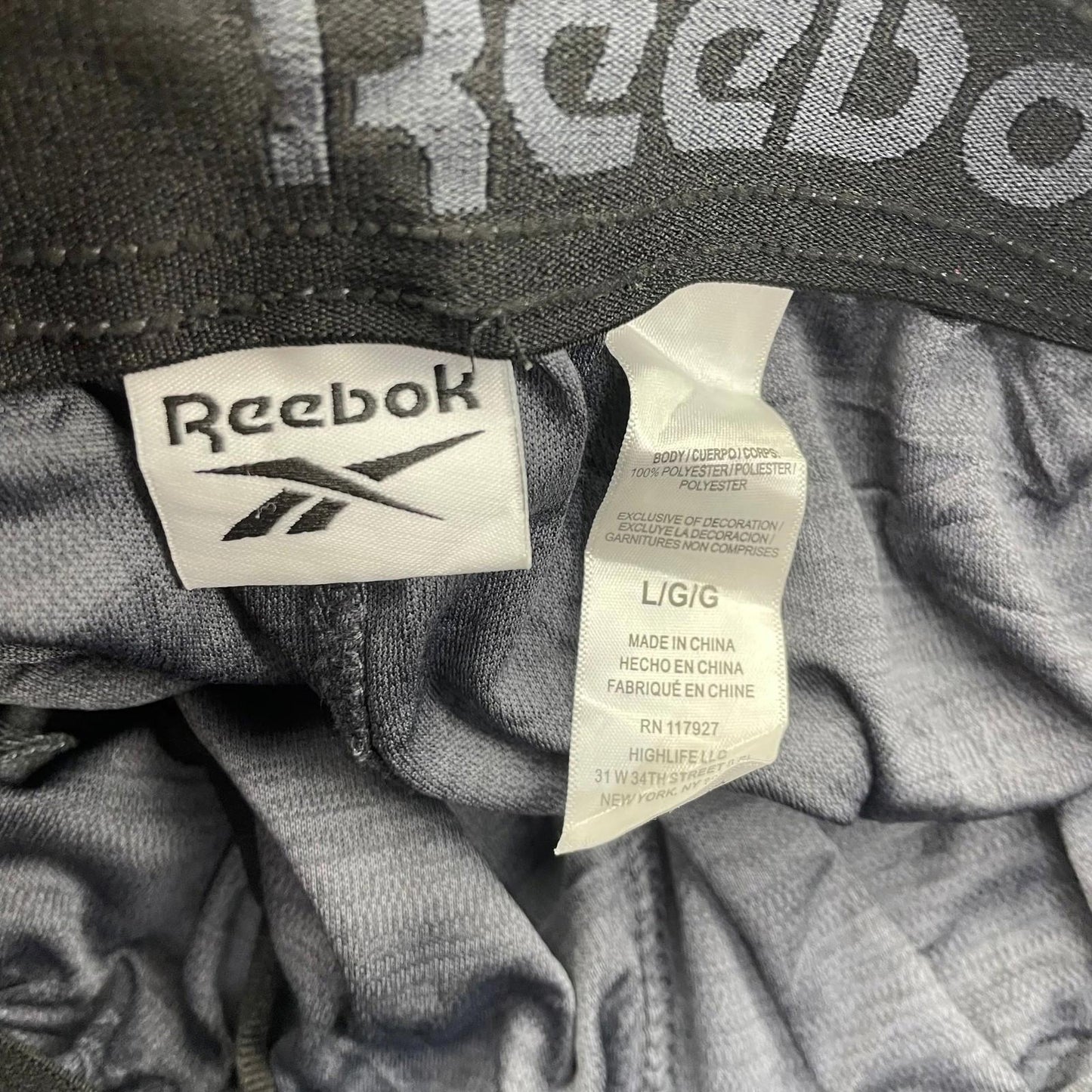 REEBOK Athletic Shorts Lightweight Activewear Grey Mens Size L