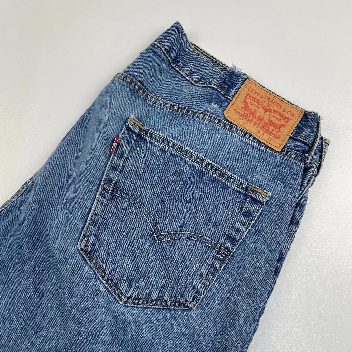 LEVI'S 505 Straight Leg Denim Jeans Classic Vintage Blue Mens W38 L30