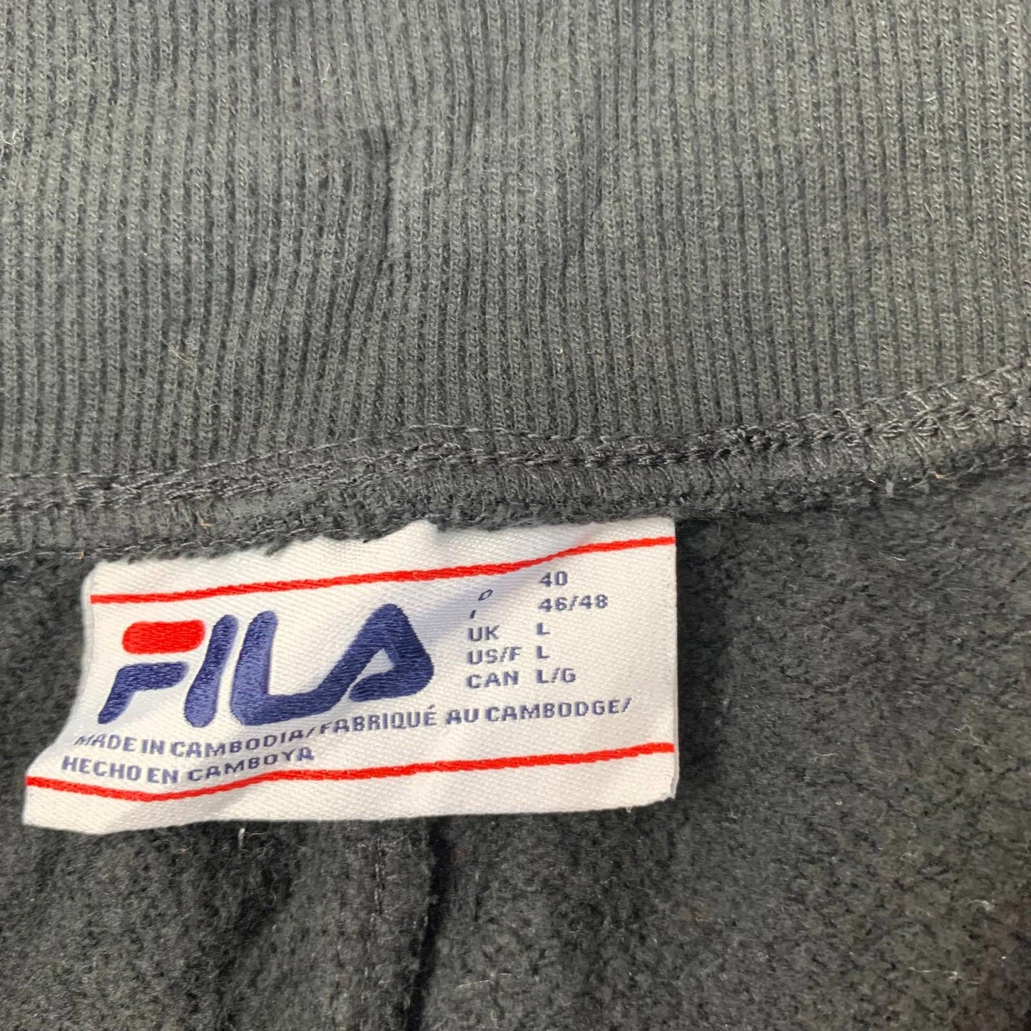 FILA Jogger Sweatpants Black Elastic Waist Womens UK L