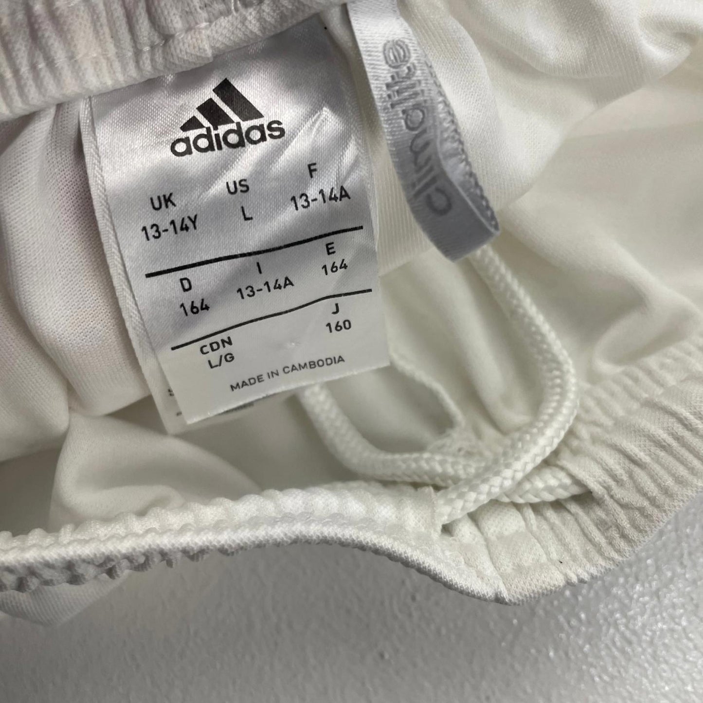 ADIDAS Climalite Athletic Shorts Lightweight Elastic Waist White Boys 13-14