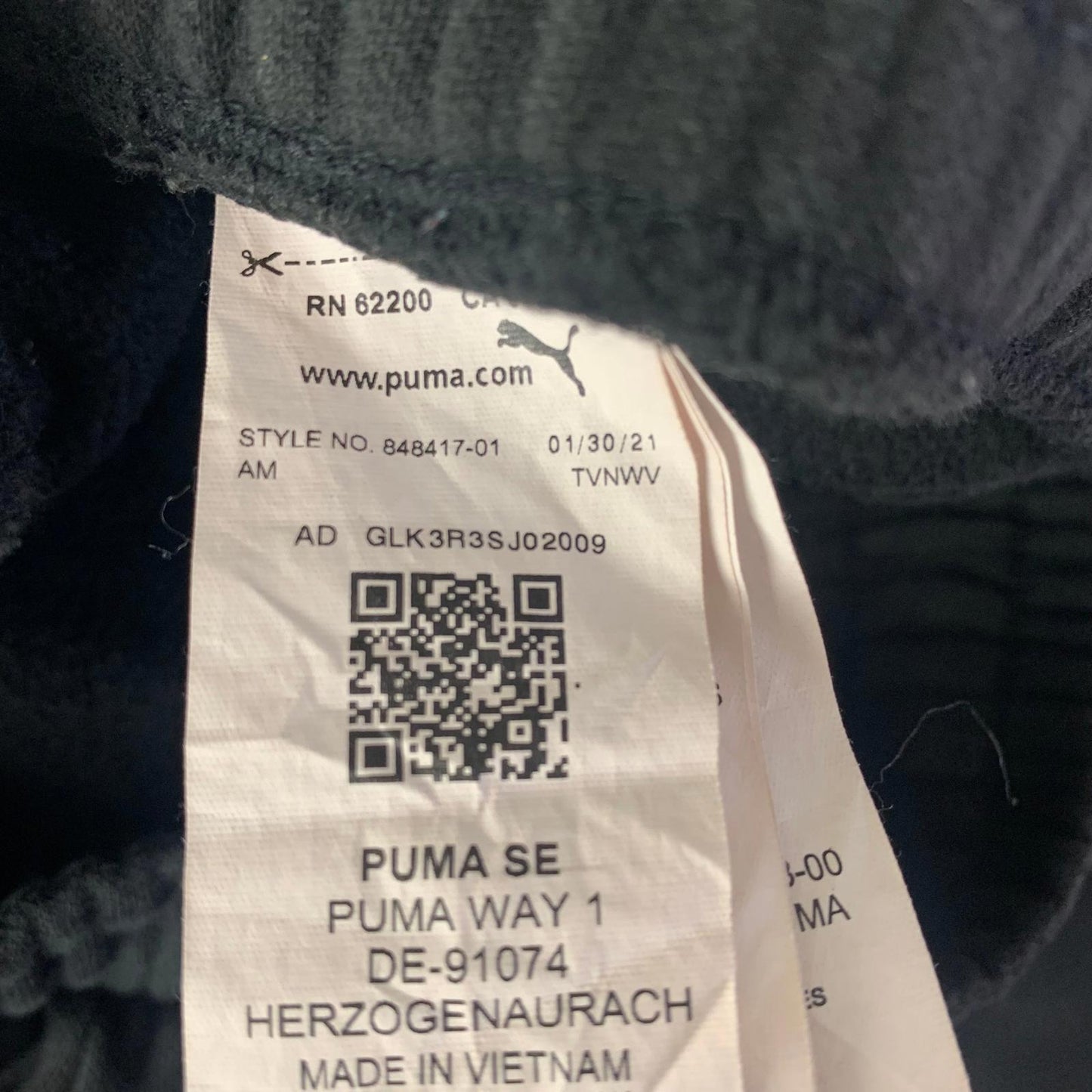 Puma Activewear Jogger Sweatpants Embossed Logo Black Men's L