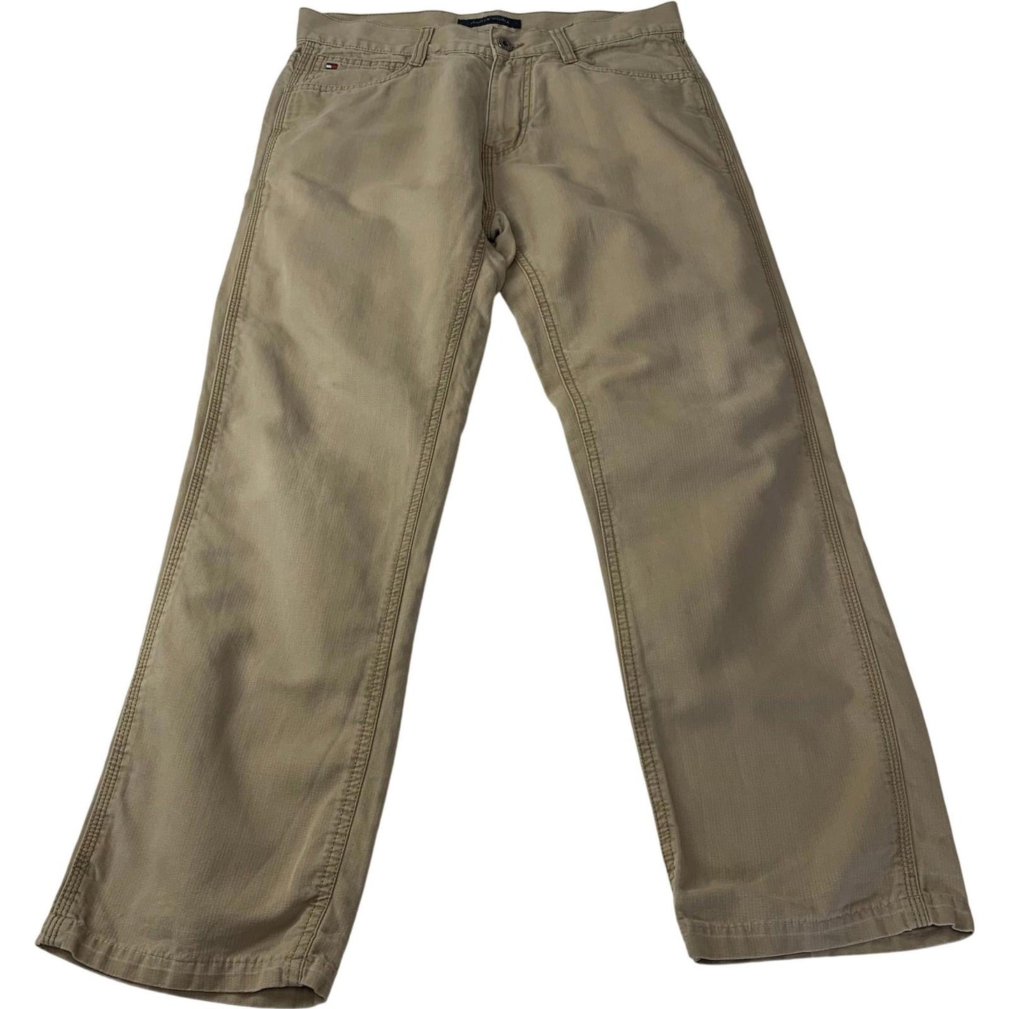 Tommy Hilfiger Custom Straight Chino Trousers Beige Cotton Mens Label Size 29x29
