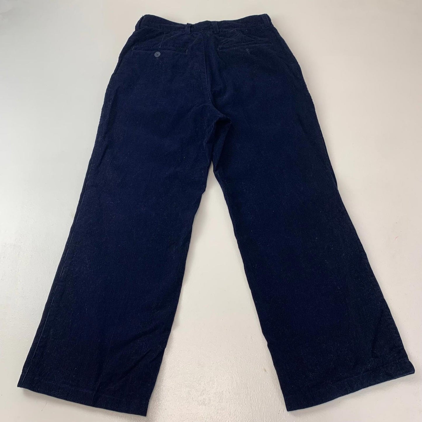 Corduroy Wide-Leg Trousers Casual Style Retro Blue Womens Size UK 8