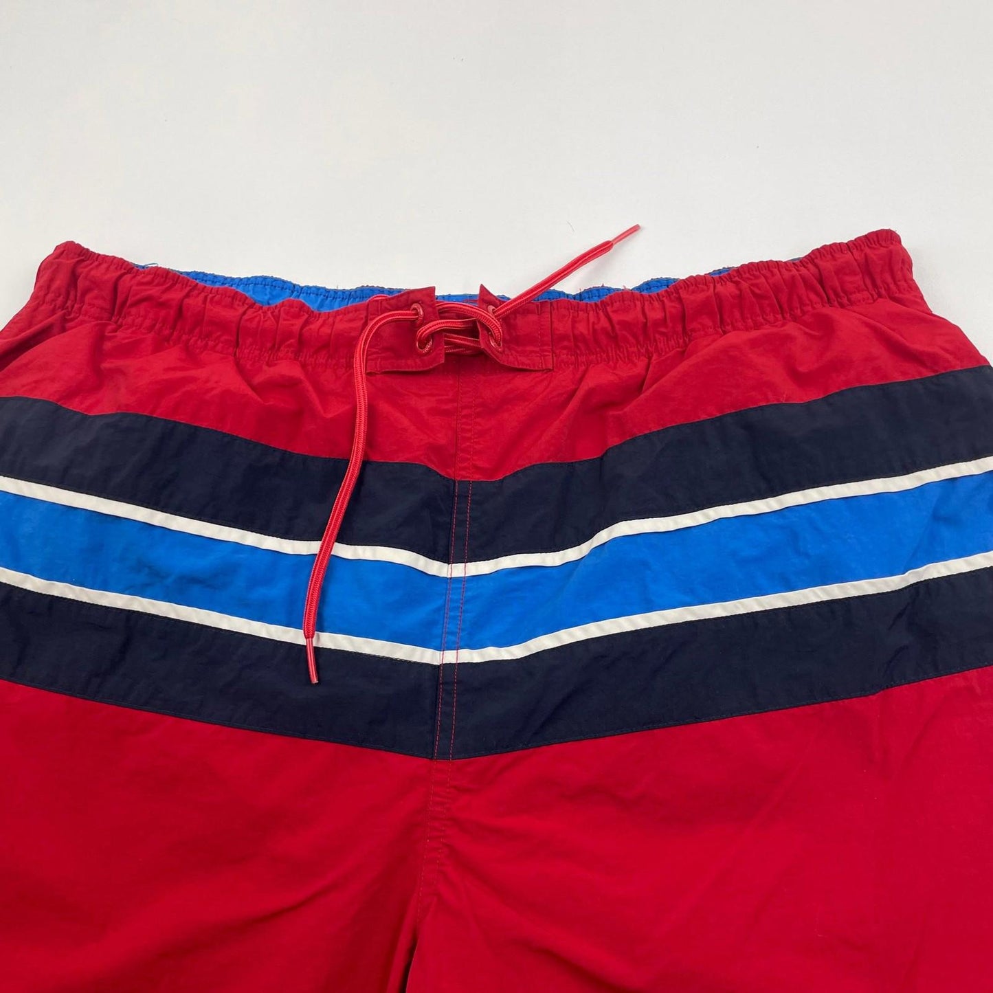 NAUTICA Swim Shorts Red Blue Striped Drawstring Mens Large L