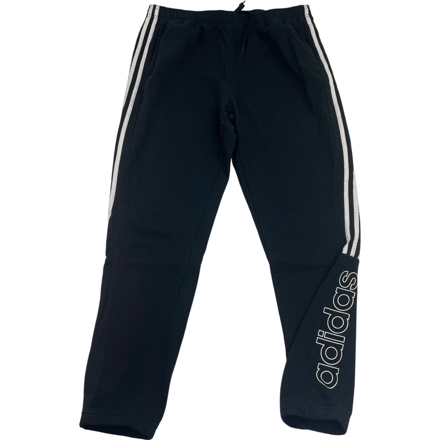 Adidas Jogger Track Pants Striped Logo Black Trousers Mens XL