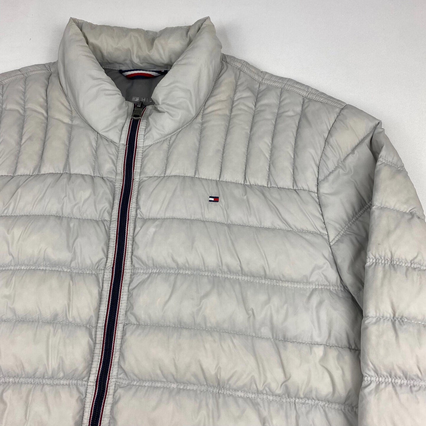 TOMMY HILFIGER White / Grey Down Filled Loghtweight Puffer Jacket , Size XL