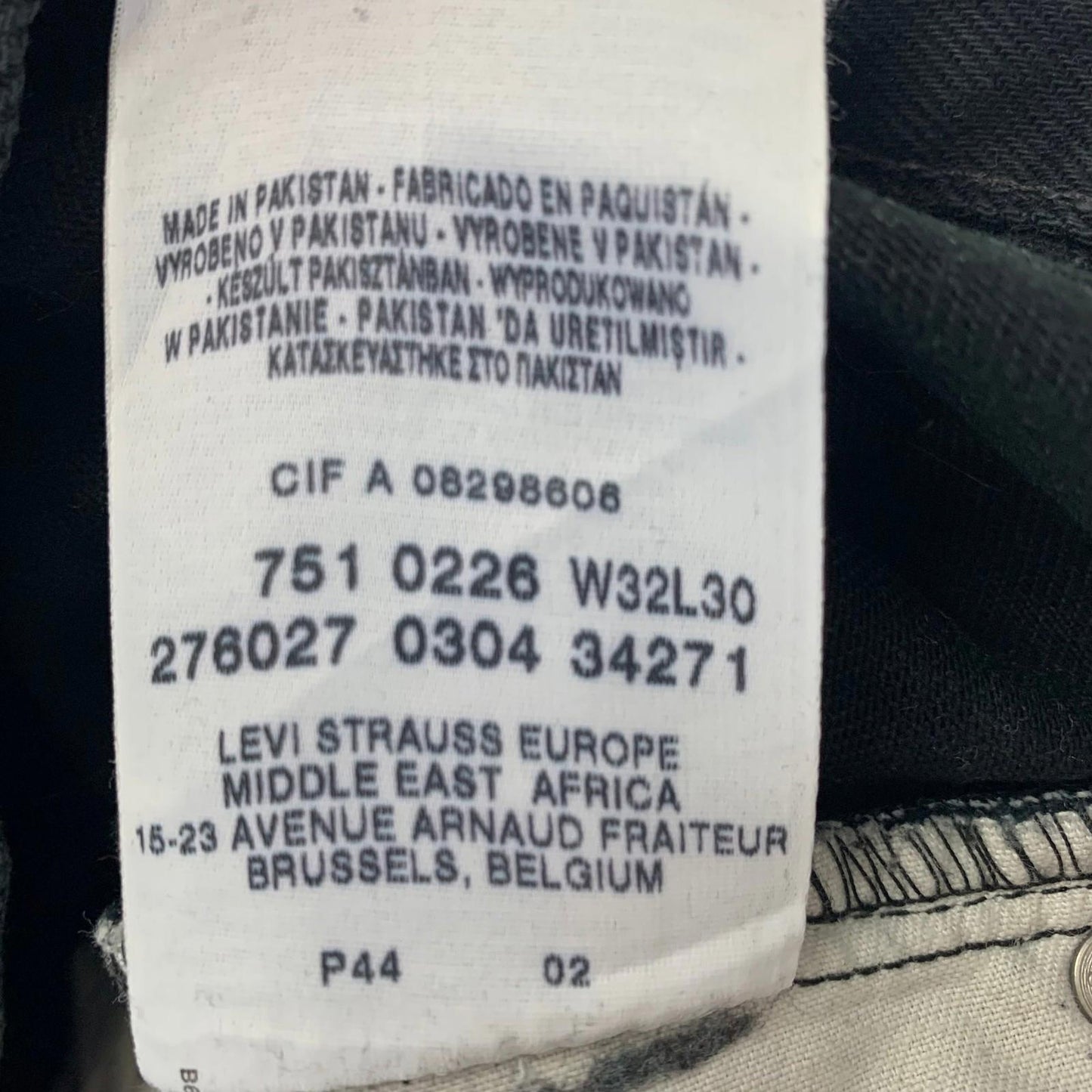 LEVI'S Jeans Straight Leg Classic Black Denim Men's W32 L30