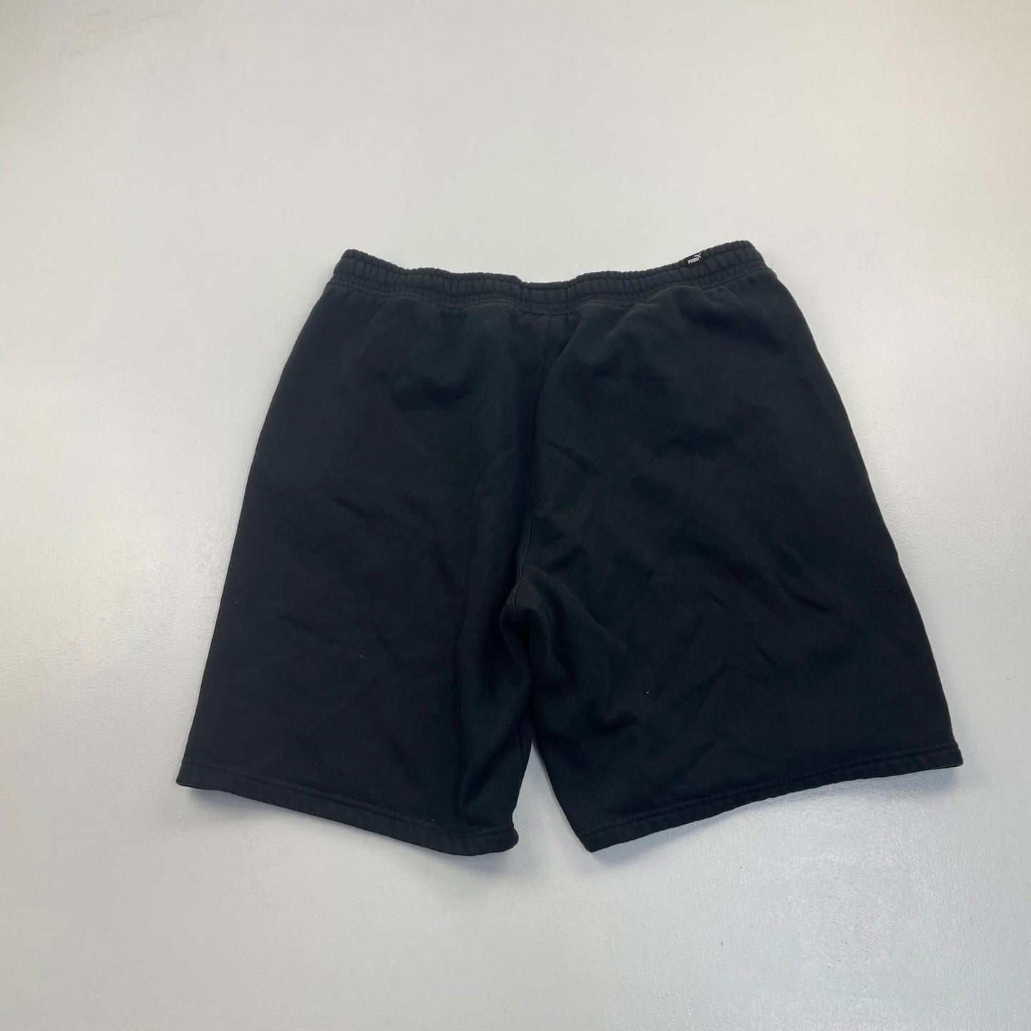Puma Black Sweat Shorts Embossed Logo Drawstring Waist Mens XL