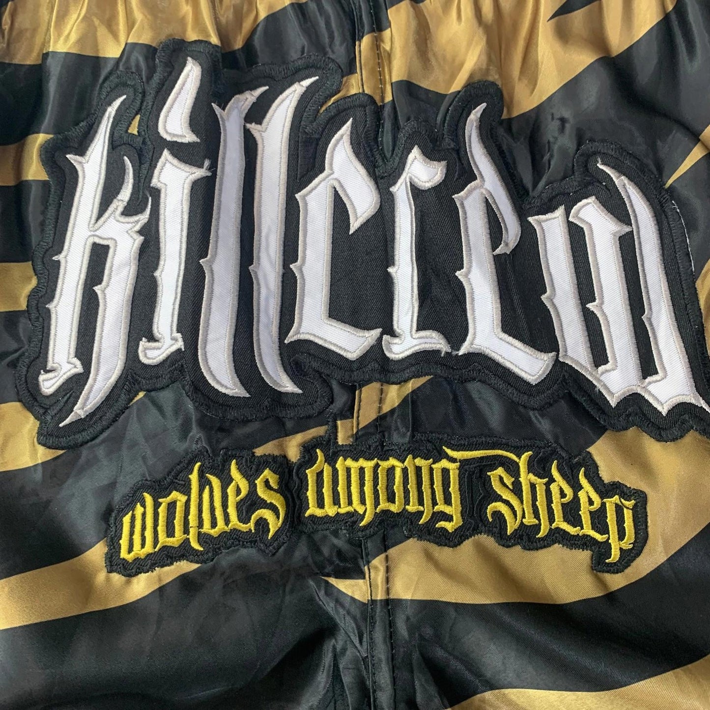 Kill Crew Wrestling Boxing Shorts Black Gold Striped Design Mens XXL