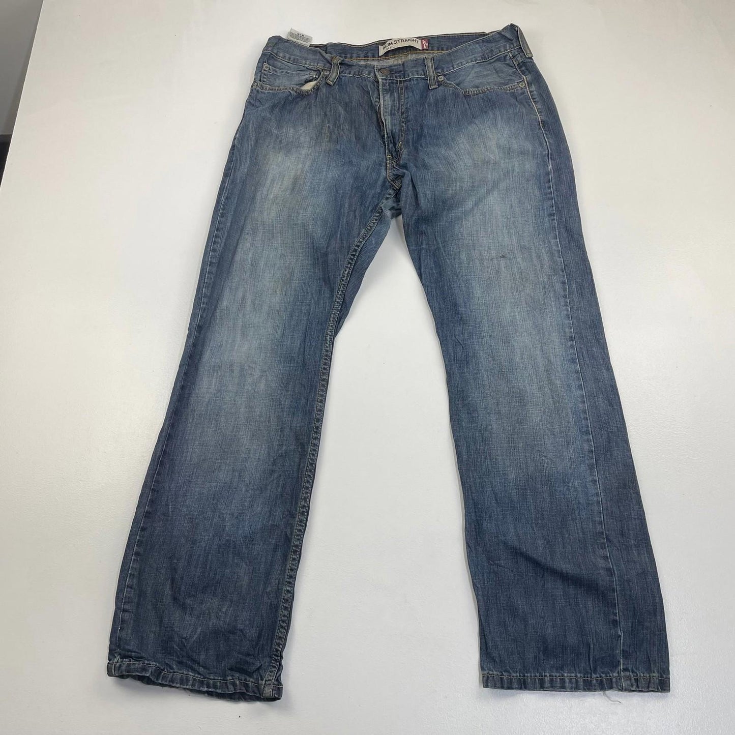 Levi's 514 Straight Leg Distressed Denim Blue Jeans Mens W36 L30