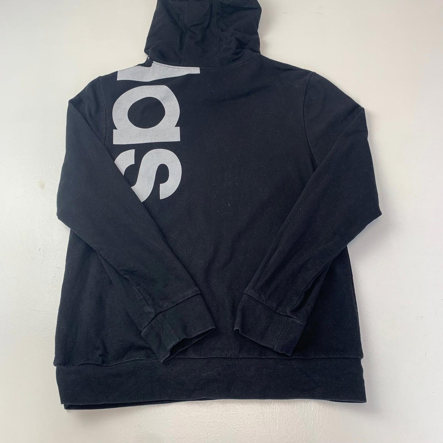 Adidas Hoodie Black Graphic Logo Pullover Casual Womens Label Size 14/16
