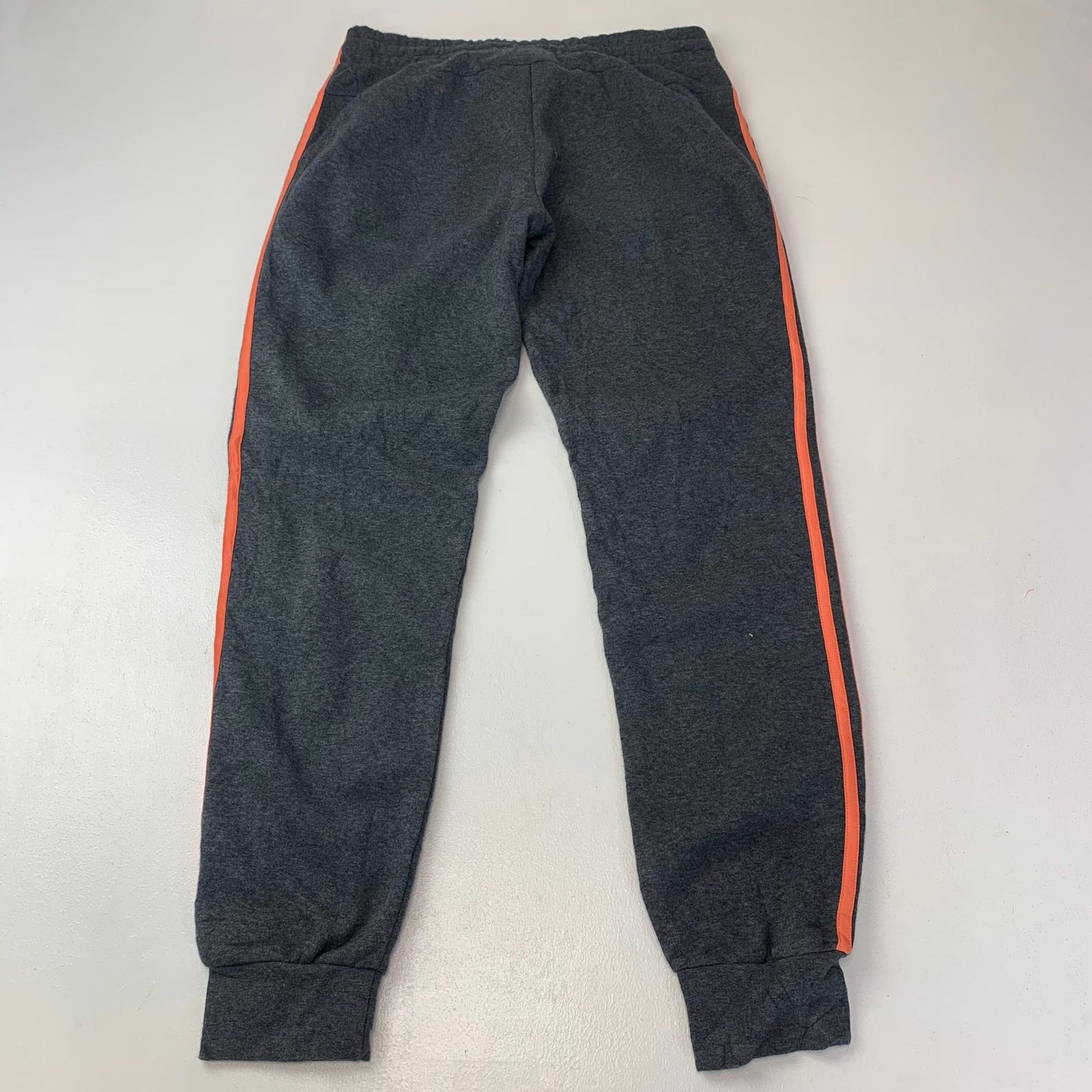 Adidas Jogger Sweatpants Sports Stripe Grey Orange Womens UK 12-14
