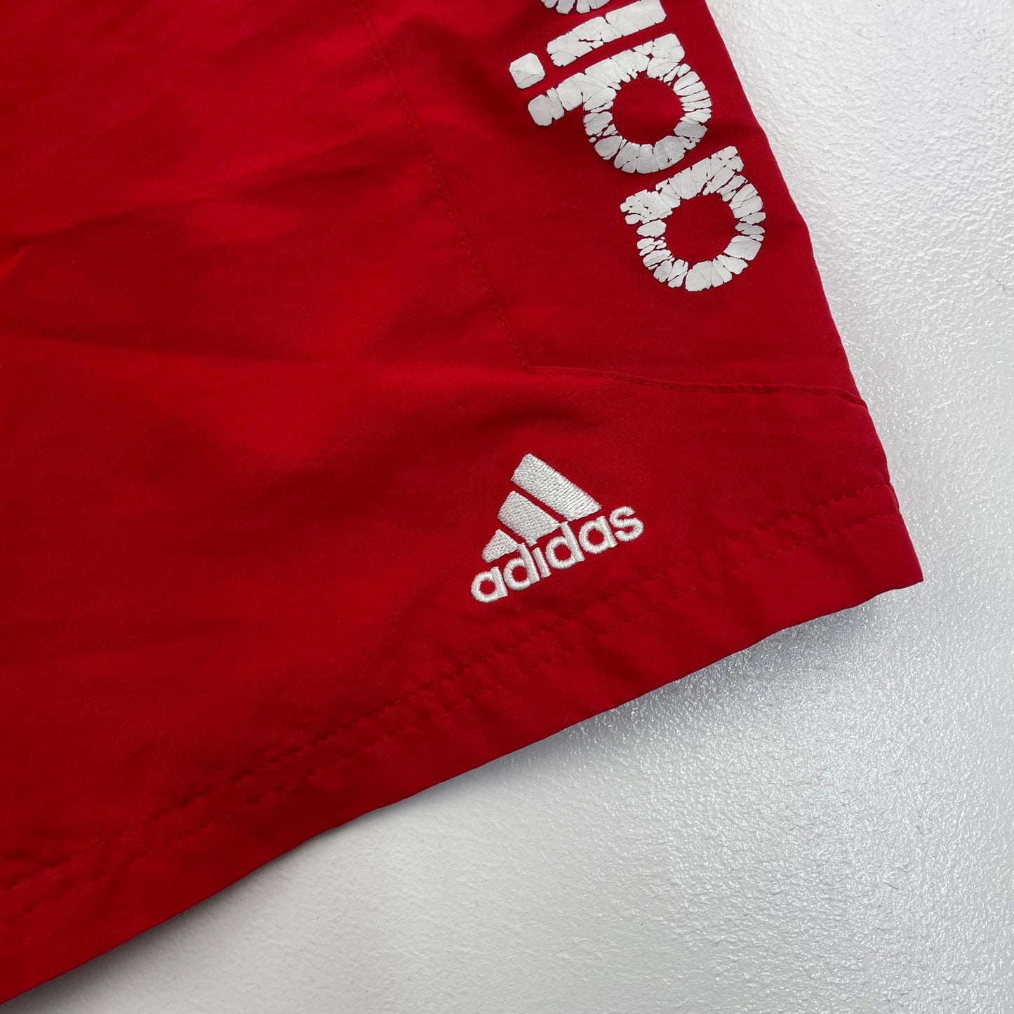 Men’s ADIDAS Red Swimming Shorts , Spellout , Size M