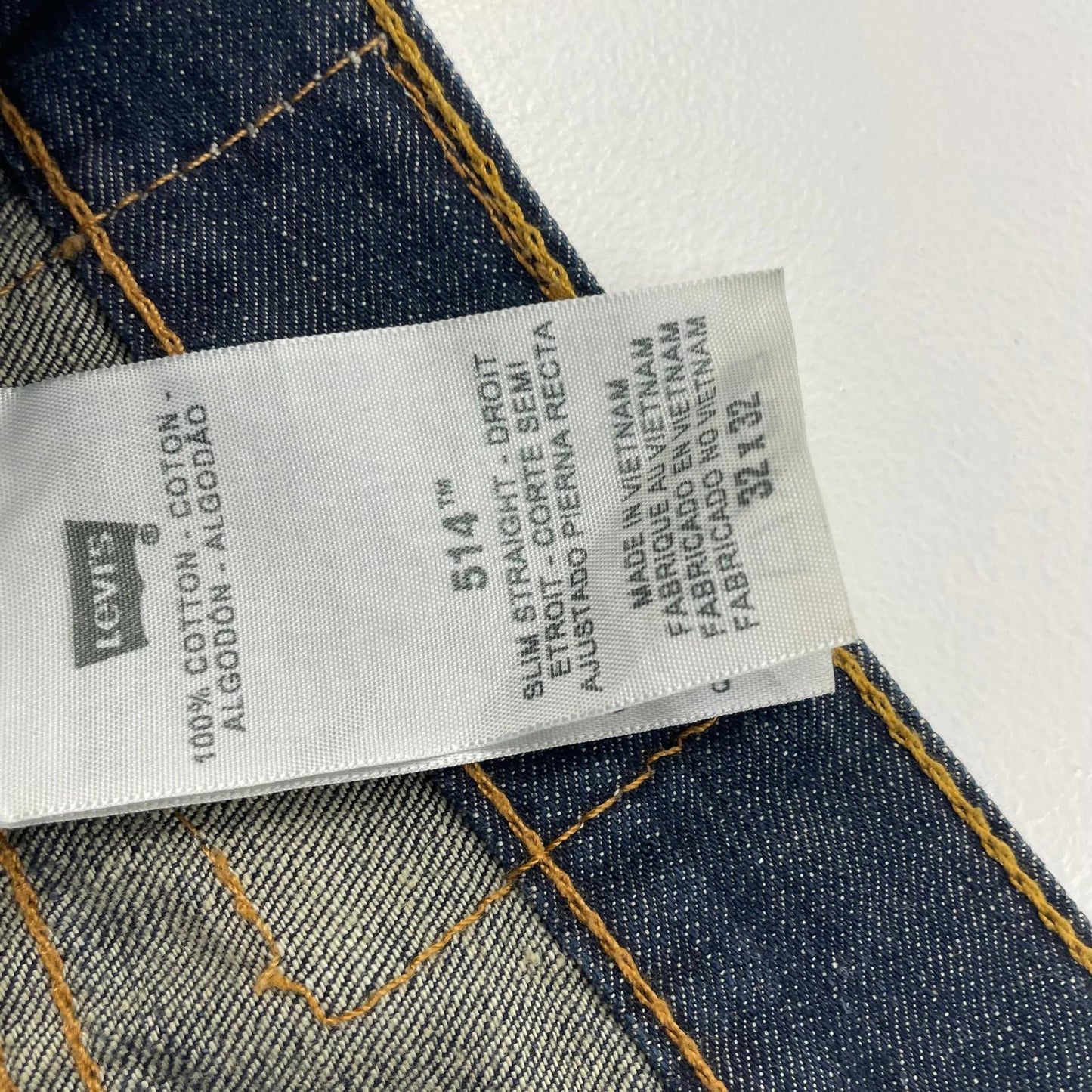 LEVI'S 514 Slim Straight Jeans Mid Wash Denim Classic Style Blue Mens W32 L32
