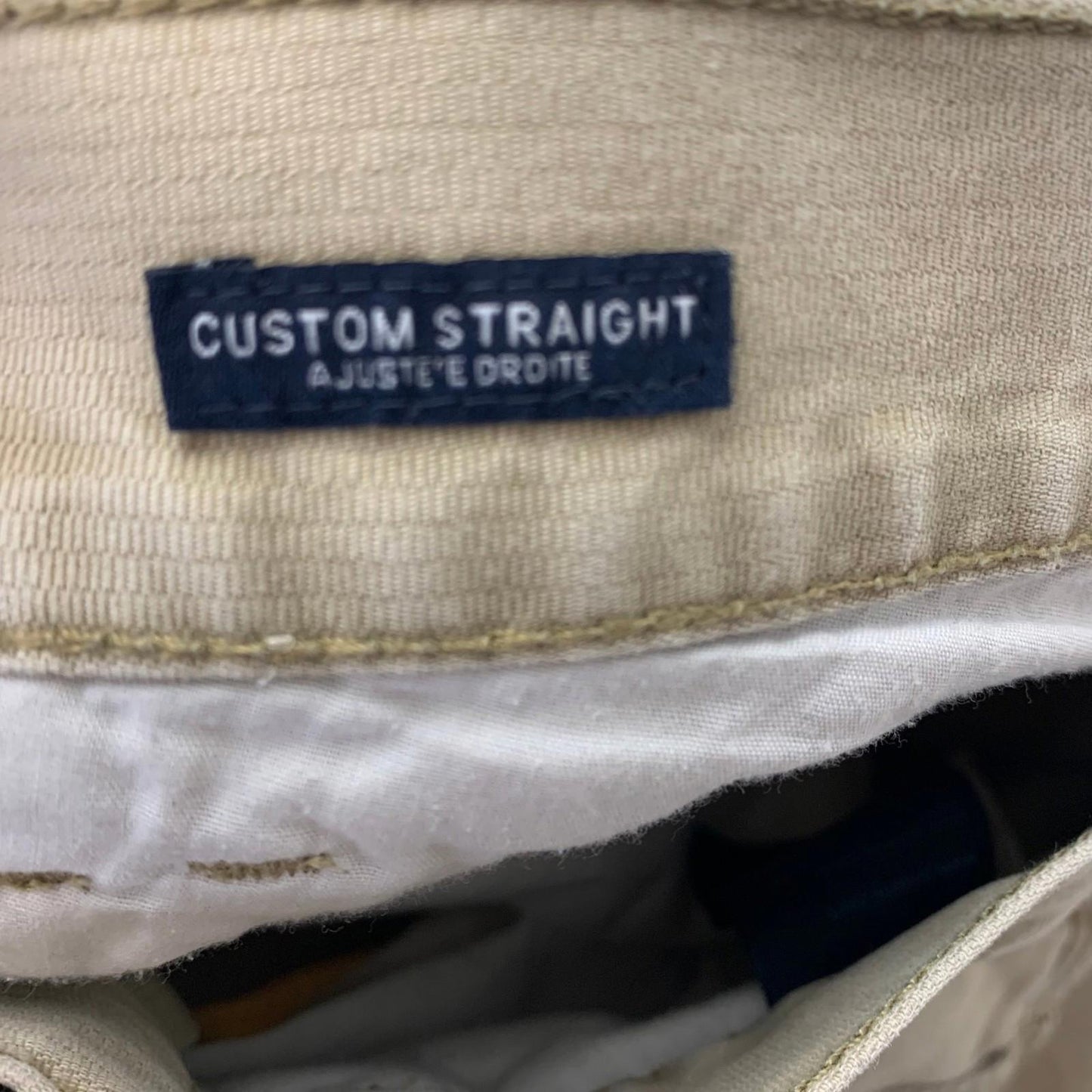 Tommy Hilfiger Custom Straight Chino Trousers Beige Cotton Mens Label Size 29x29