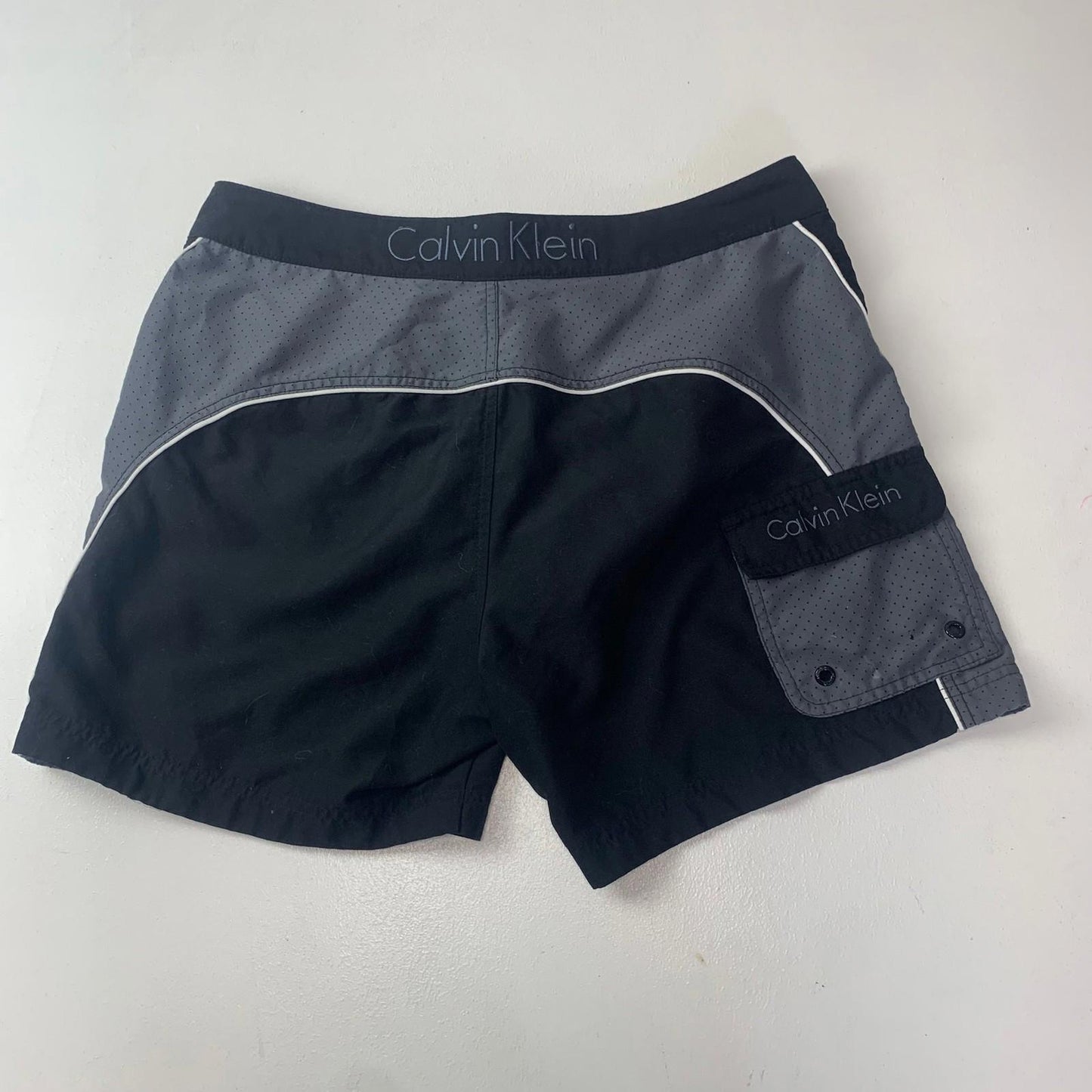 Calvin Klein Swim Shorts Black Grey Drawstring Active Mens M