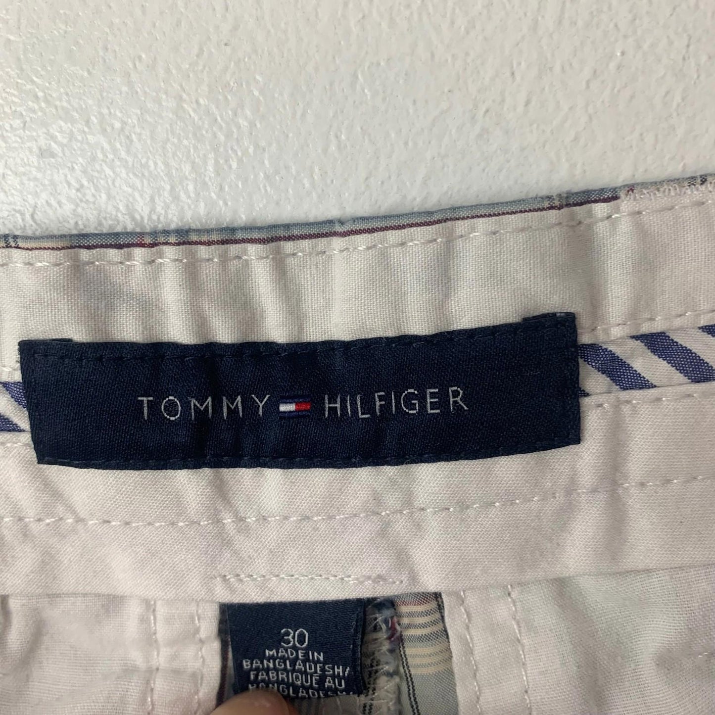 Tommy Hilfiger Plaid Bermuda Shorts Button Fly Blue Beige Women Size 30