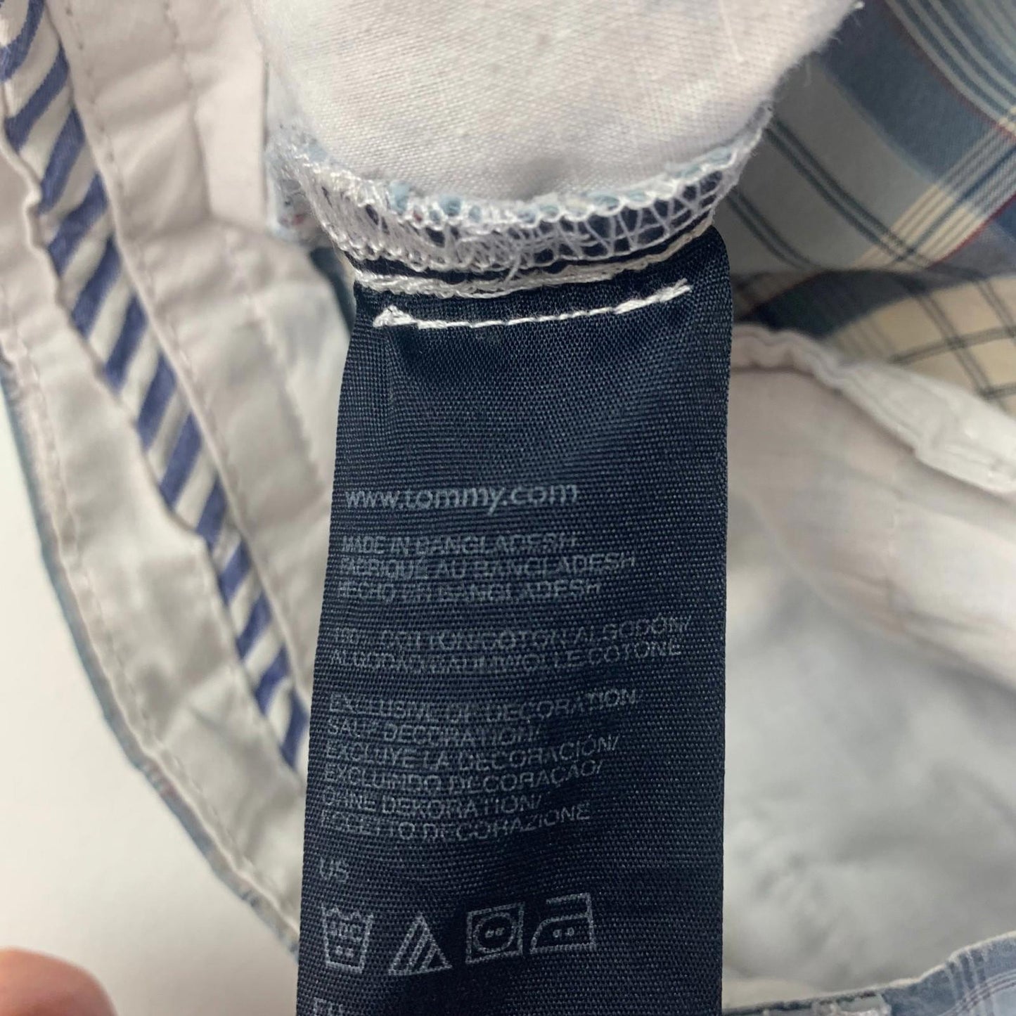 Tommy Hilfiger Plaid Bermuda Shorts Button Fly Blue Beige Women Size 30