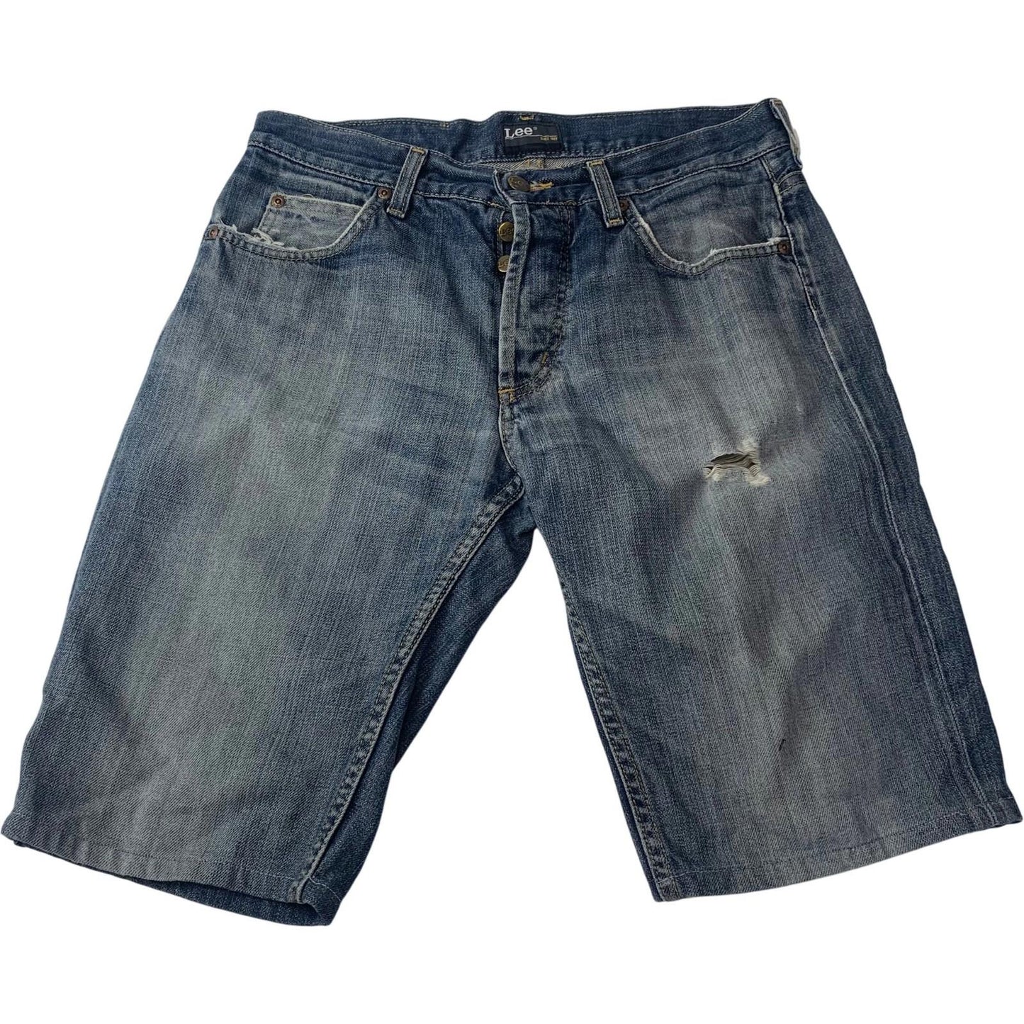 Lee Denim Shorts Distressed Casual Blue Mens W32