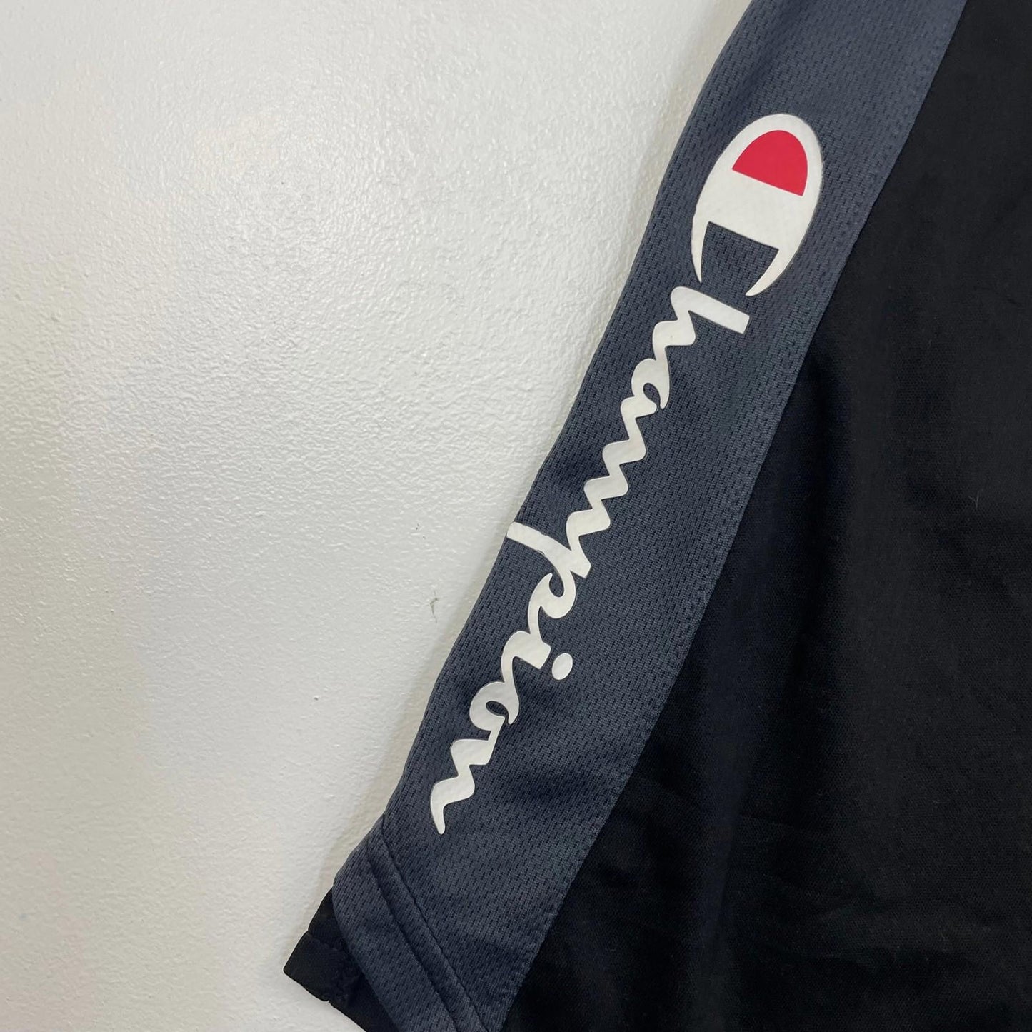 CHAMPION Athletic Shorts Elastic Waist Black Grey Boys Size Large