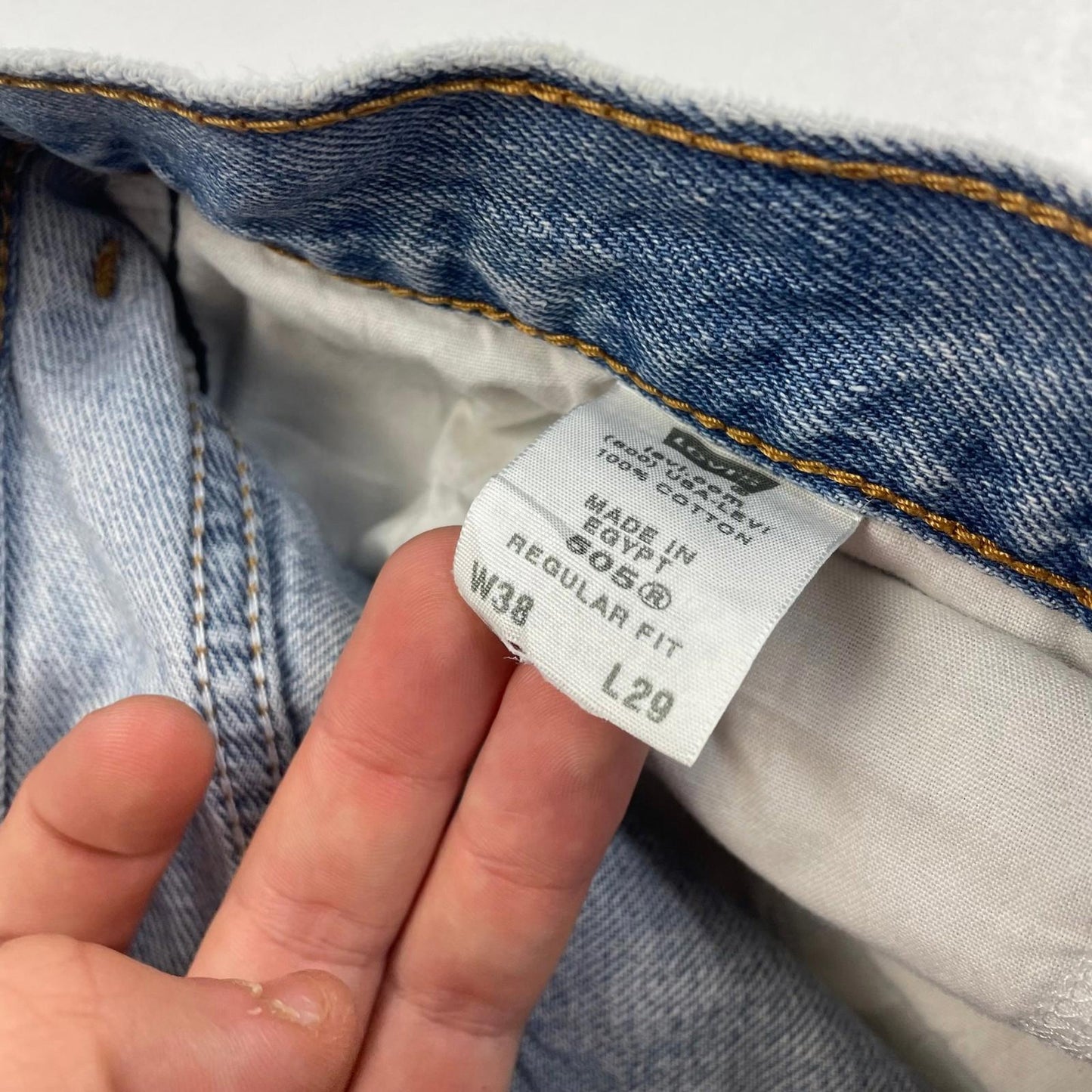 LEVI'S 505 Regular Fit Jeans Light Wash Straight Blue Mens W38 L29