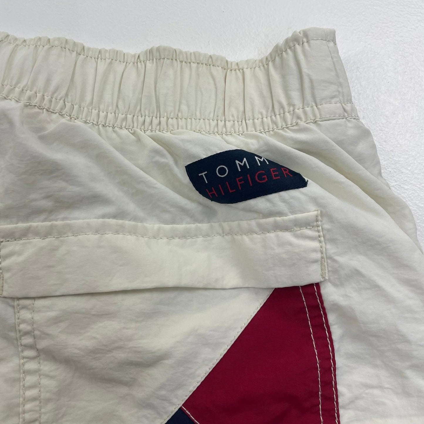 Tommy Hilfiger Swim Shorts Slim Fit Colourblock White Red Blue Mens Medium