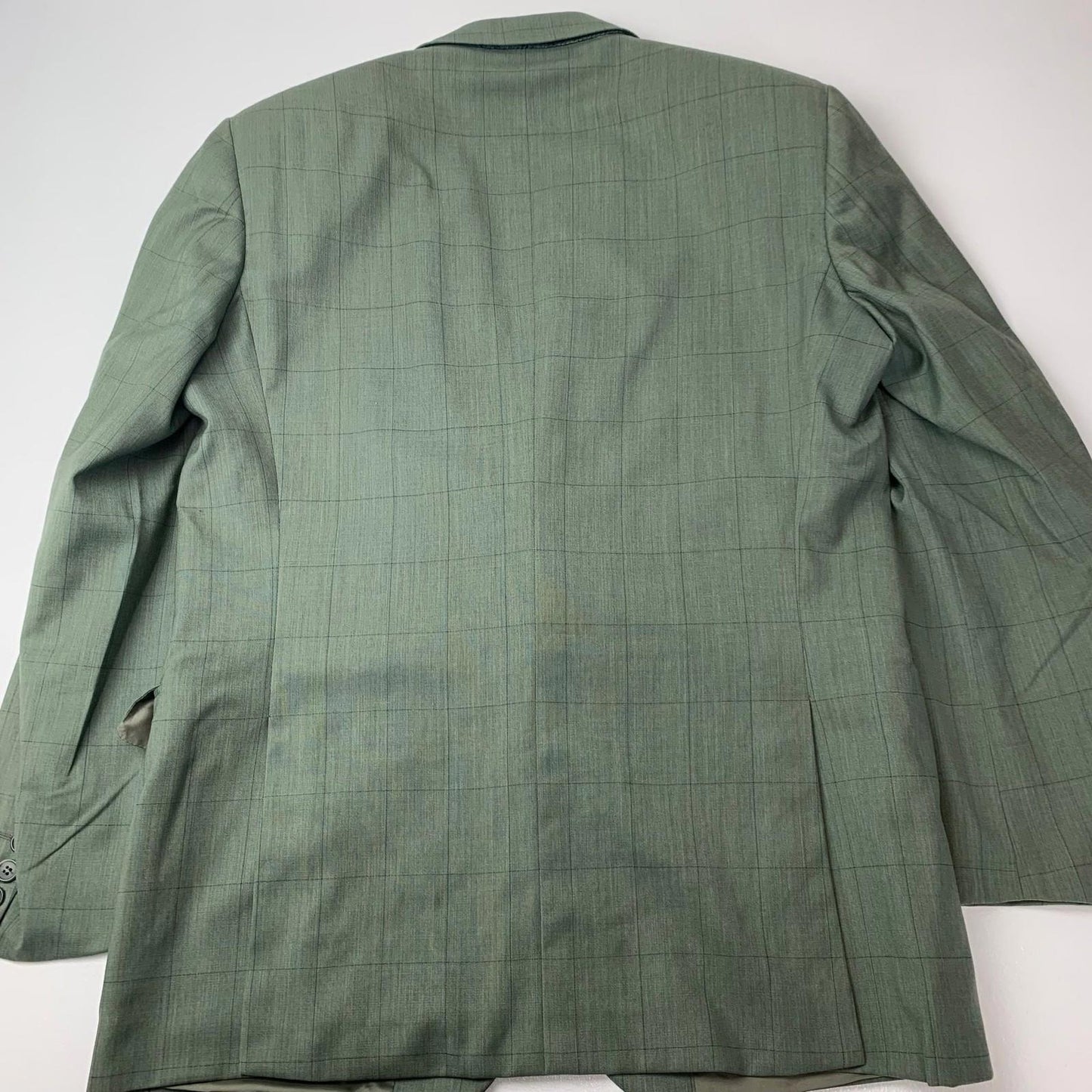 SARTORIA TAI Blazer Vintage Check Pattern Green Mens 44R Wool Jacket