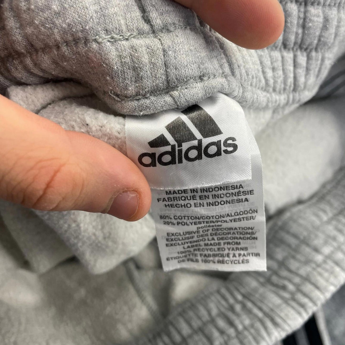 Adidas Boys Track Pants Jogger Style Grey with Black Stripes XL