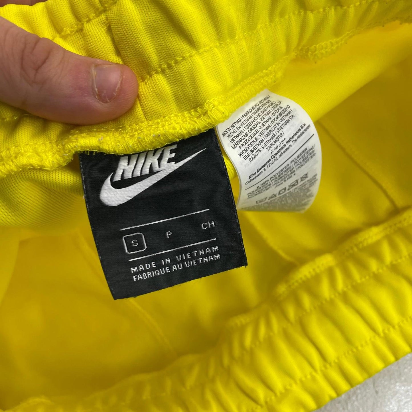Nike Air Shorts Elastic Waist Yellow Logo Tape Detail Women's S