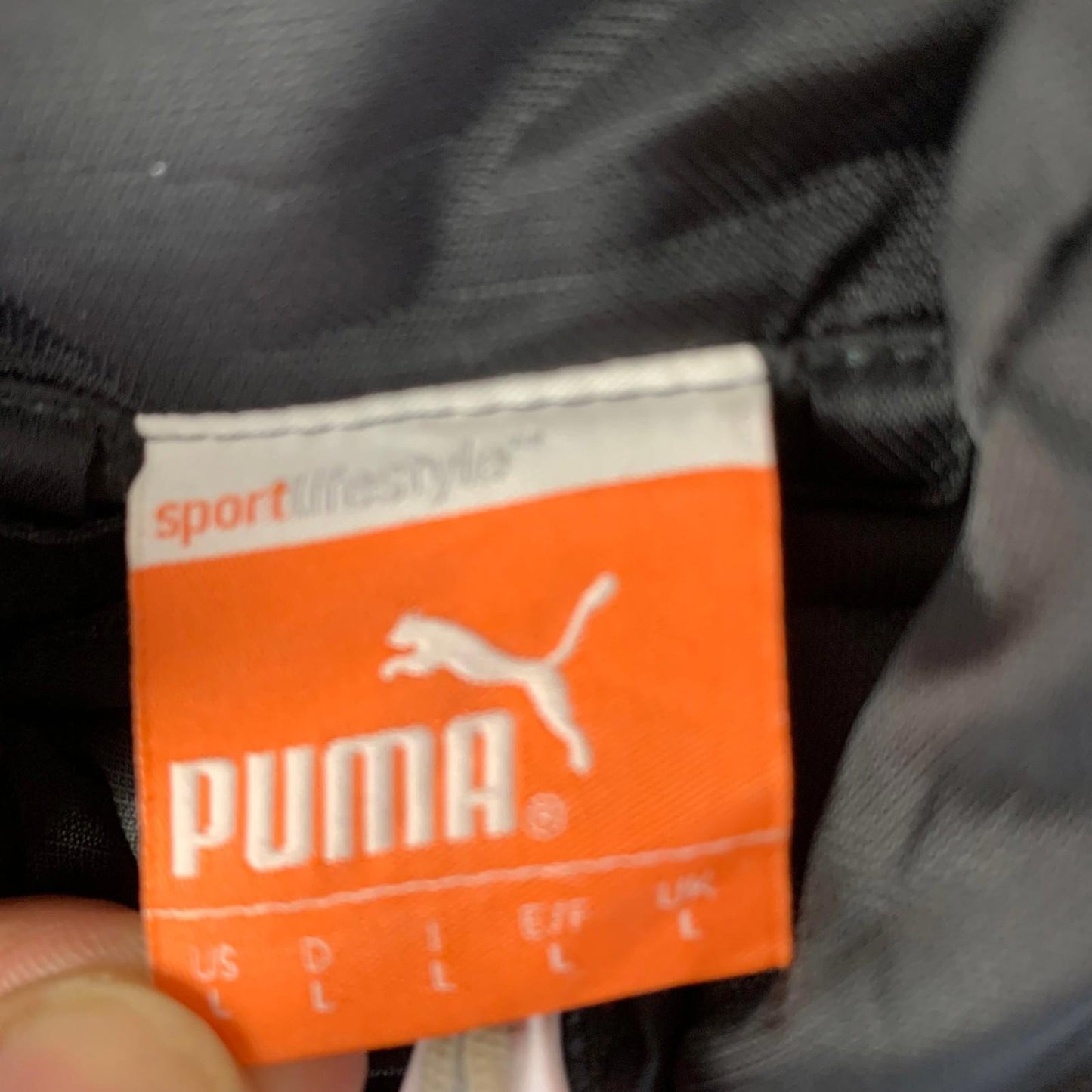 Puma Jacket Fleece Lined Warm Cell Black Zip Pockets Mens L