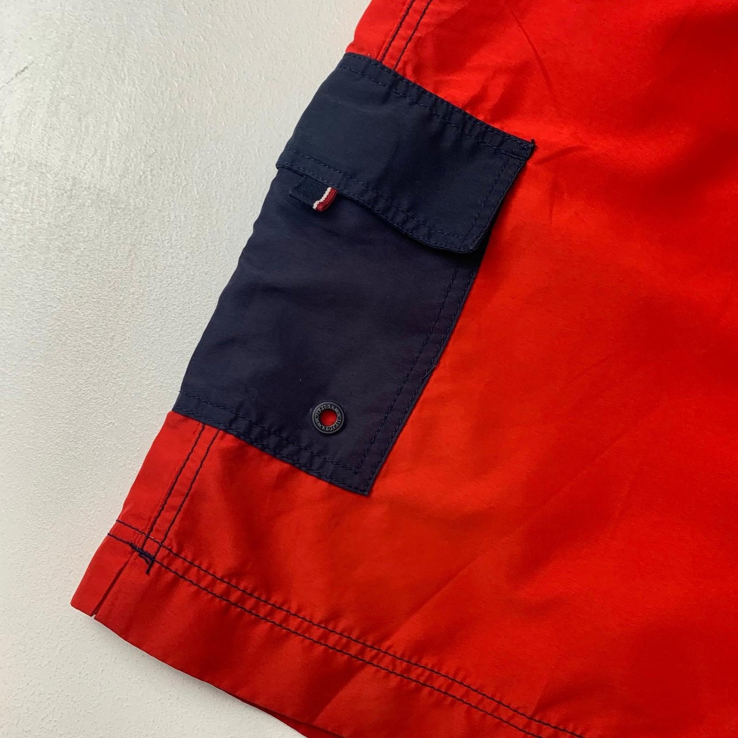 Tommy Hilfiger Swim Shorts Red Colourblock Pocket Swimwear Mens L