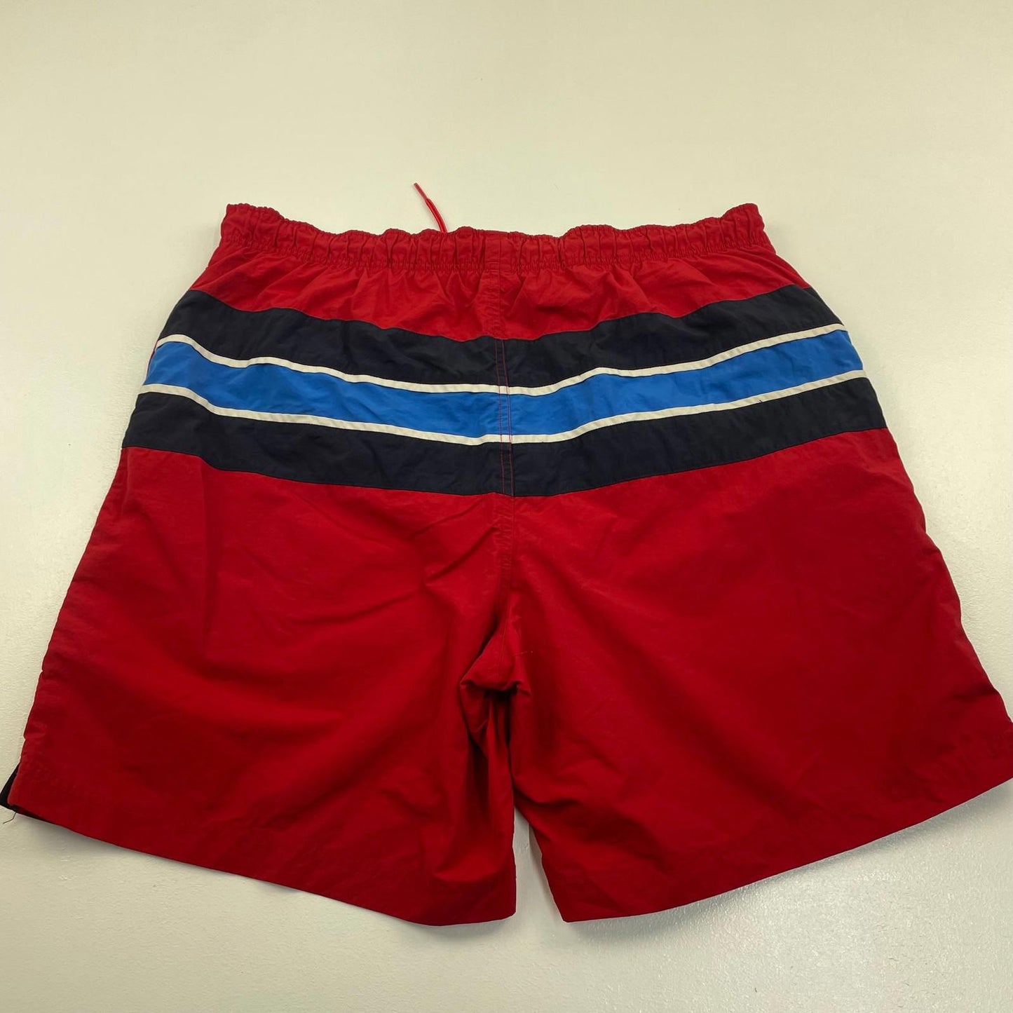 NAUTICA Swim Shorts Red Blue Striped Drawstring Mens Large L
