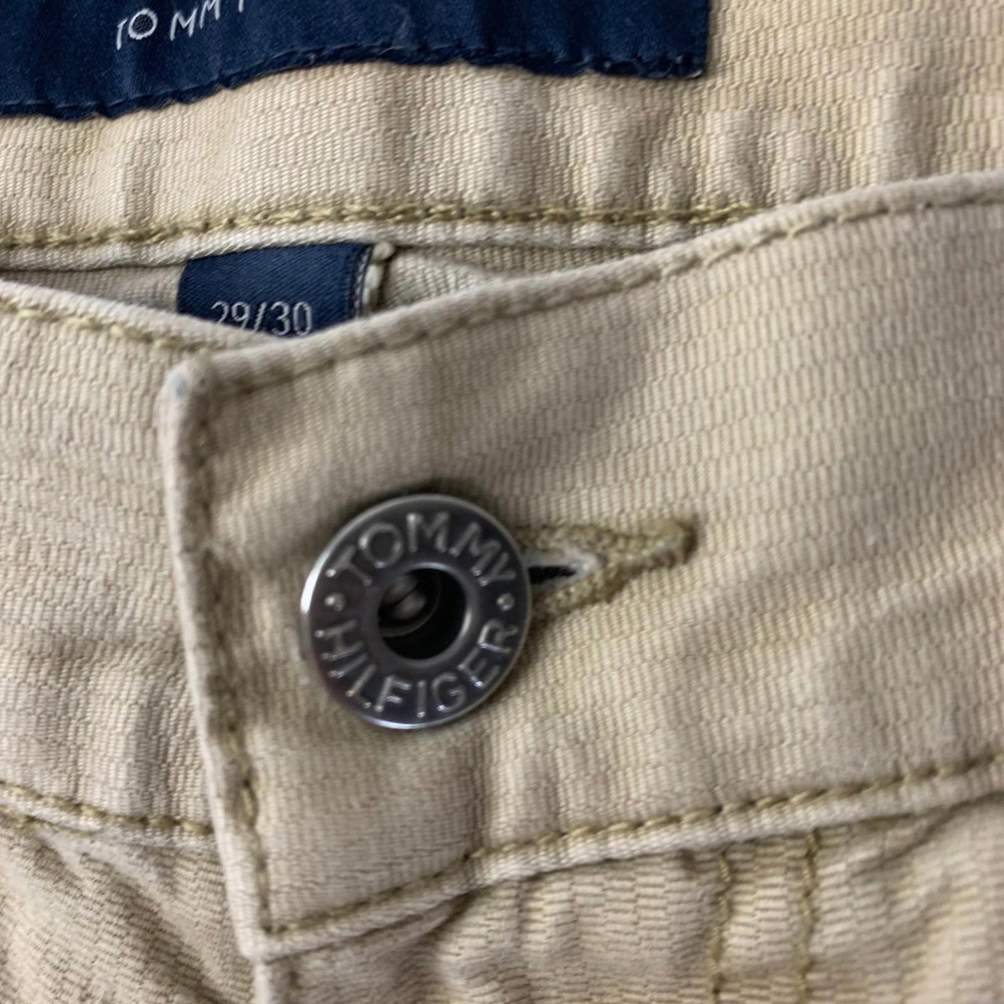 Tommy Hilfiger Custom Straight Chino Trousers Beige Cotton Mens Label Size 29x29