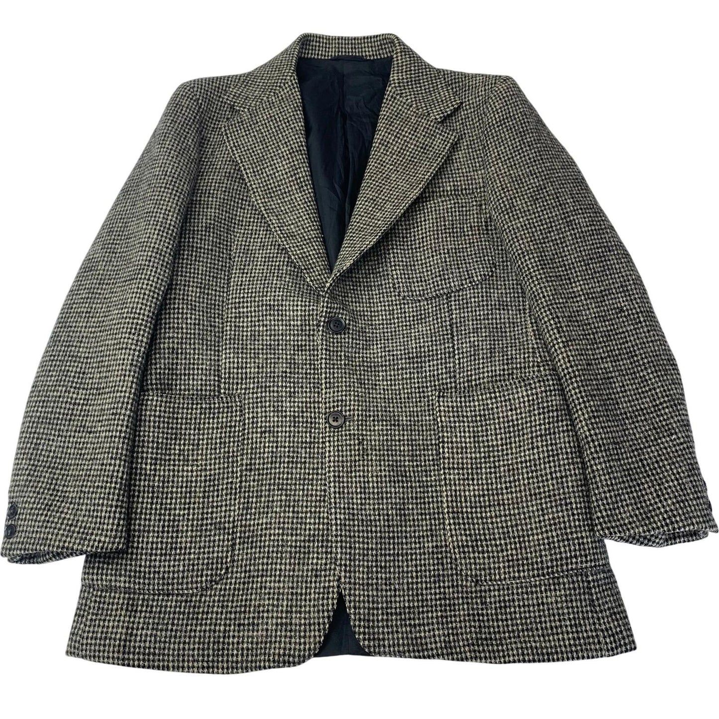 Cassidy Harris Tweed Blazer Houndstooth Wool Jacket Black White Womens 40R