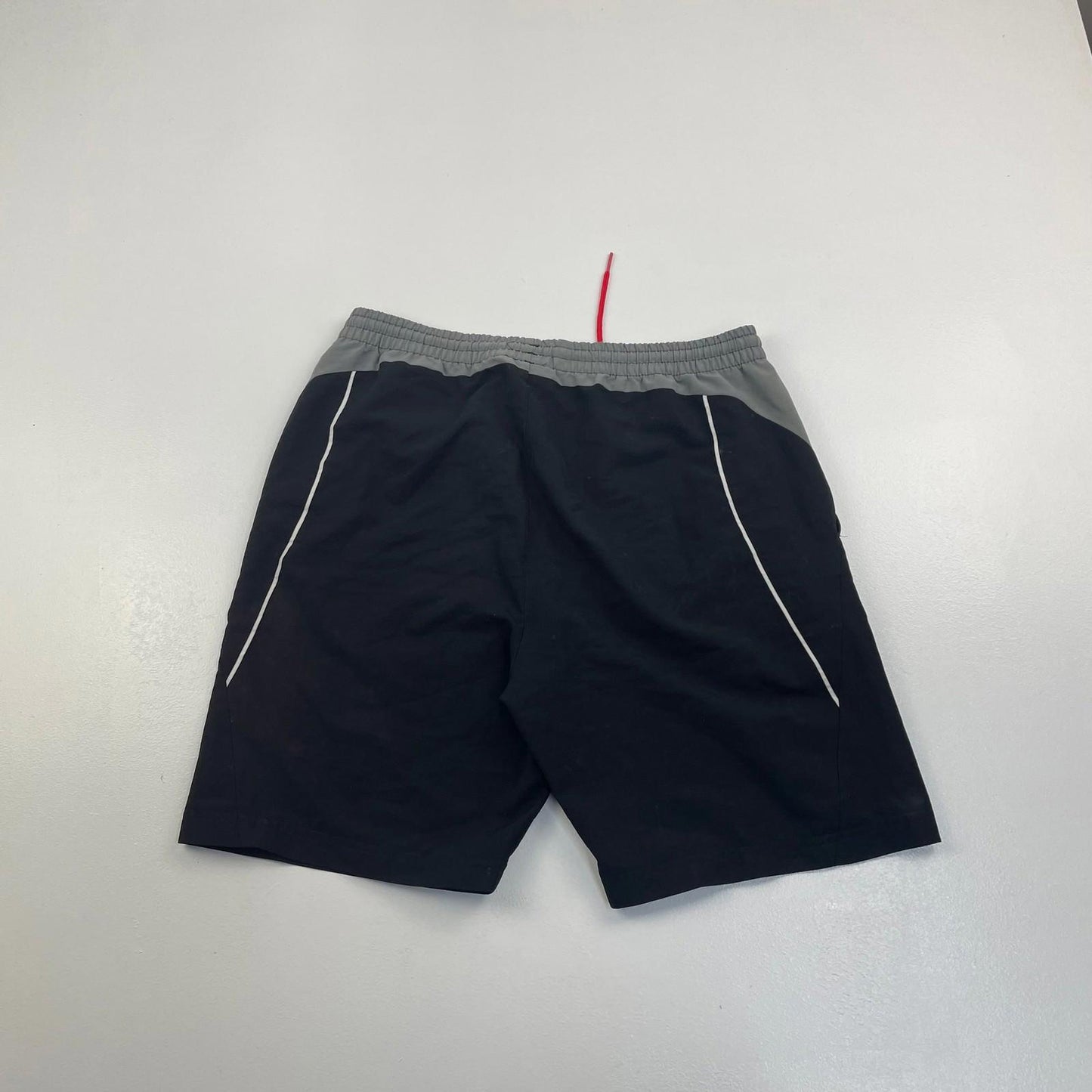 PUMA Athletic Shorts Elastic Waist Logo Black Grey Mens S