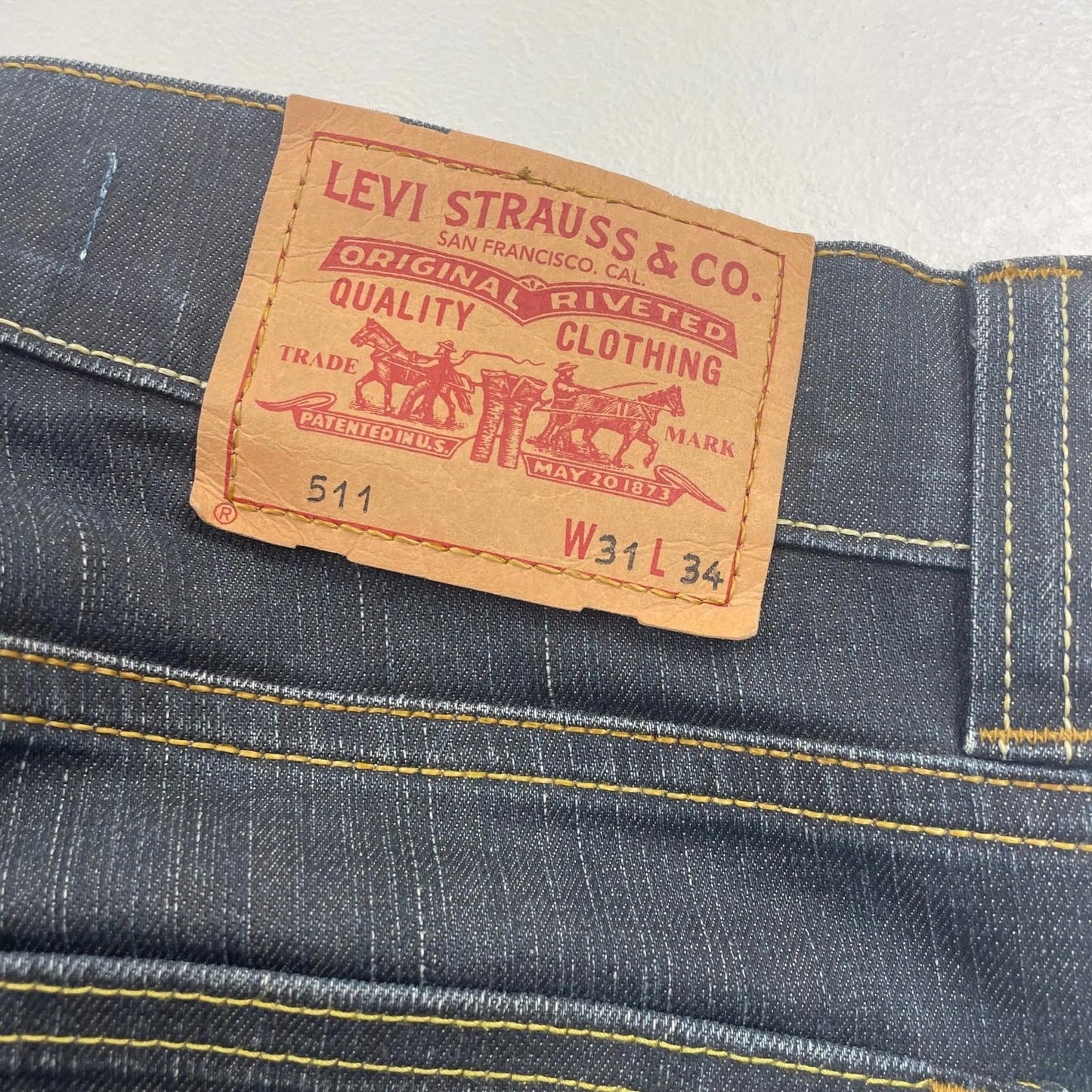 Levi's 511 Slim Jeans Classic Dark Blue Riveted Stitch UK 10 W31 L26