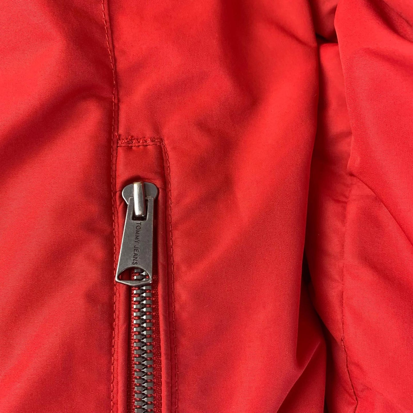 Tommy Jeans Puffer Jacket Faux Fur Hooded Red Girls Medium