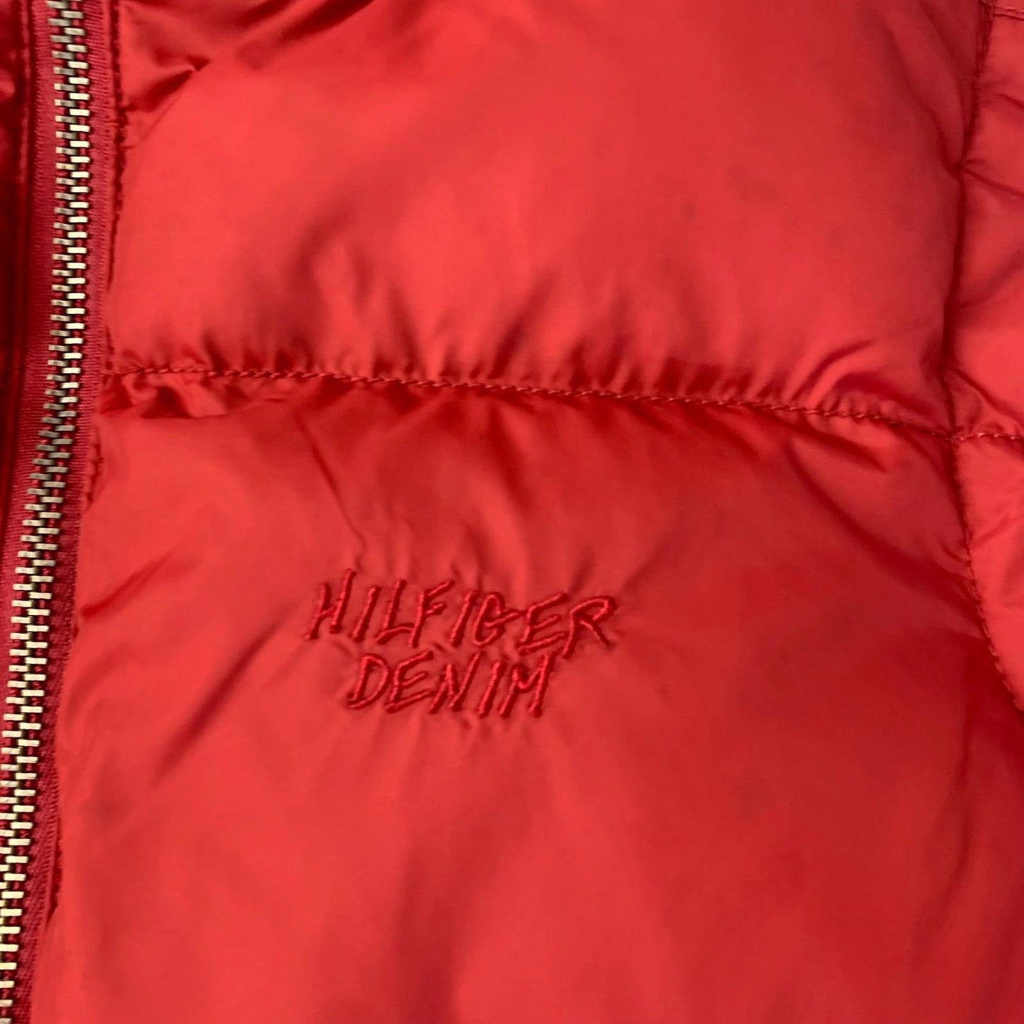 Hilfiger Denim Puffer Jacket Quilted Outdoor Red Womens Medium