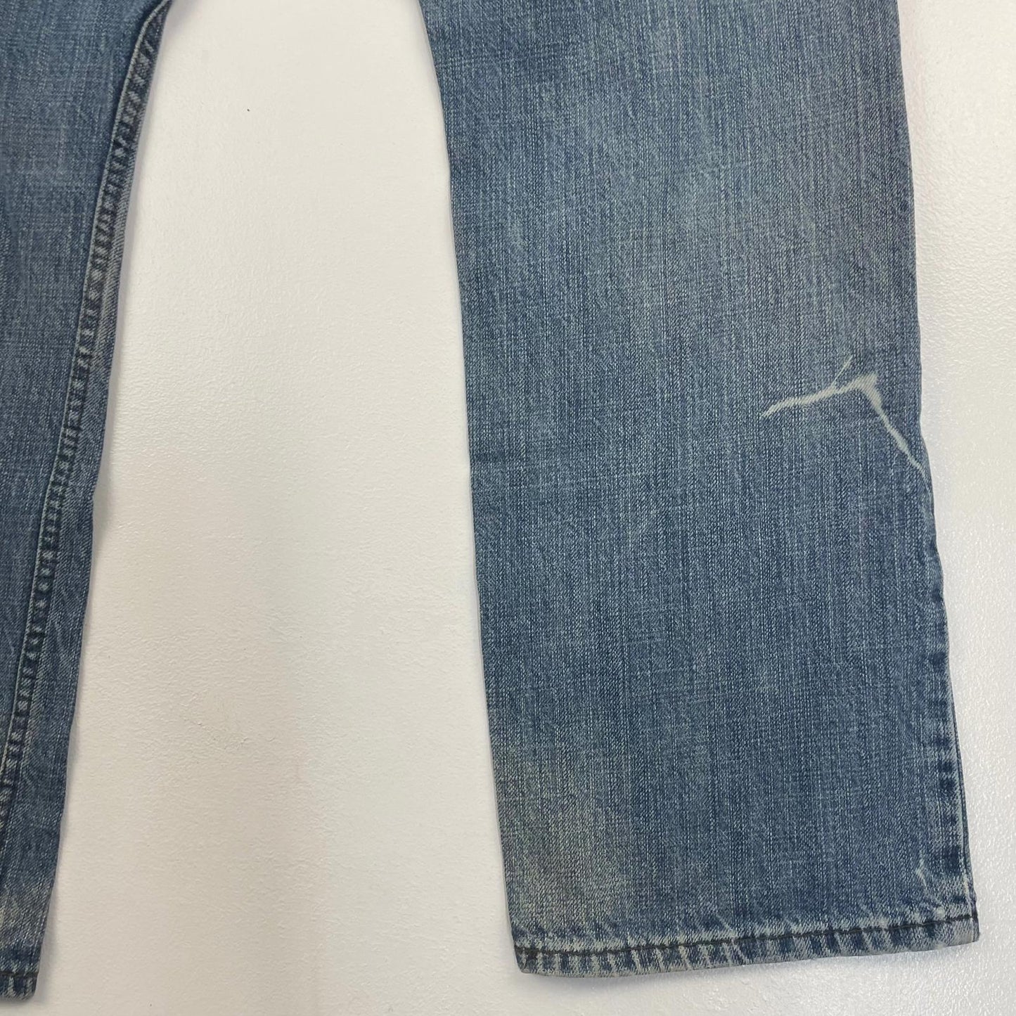 LEVI'S 514 Straight Leg Denim Jeans Distressed Blue Mens W32