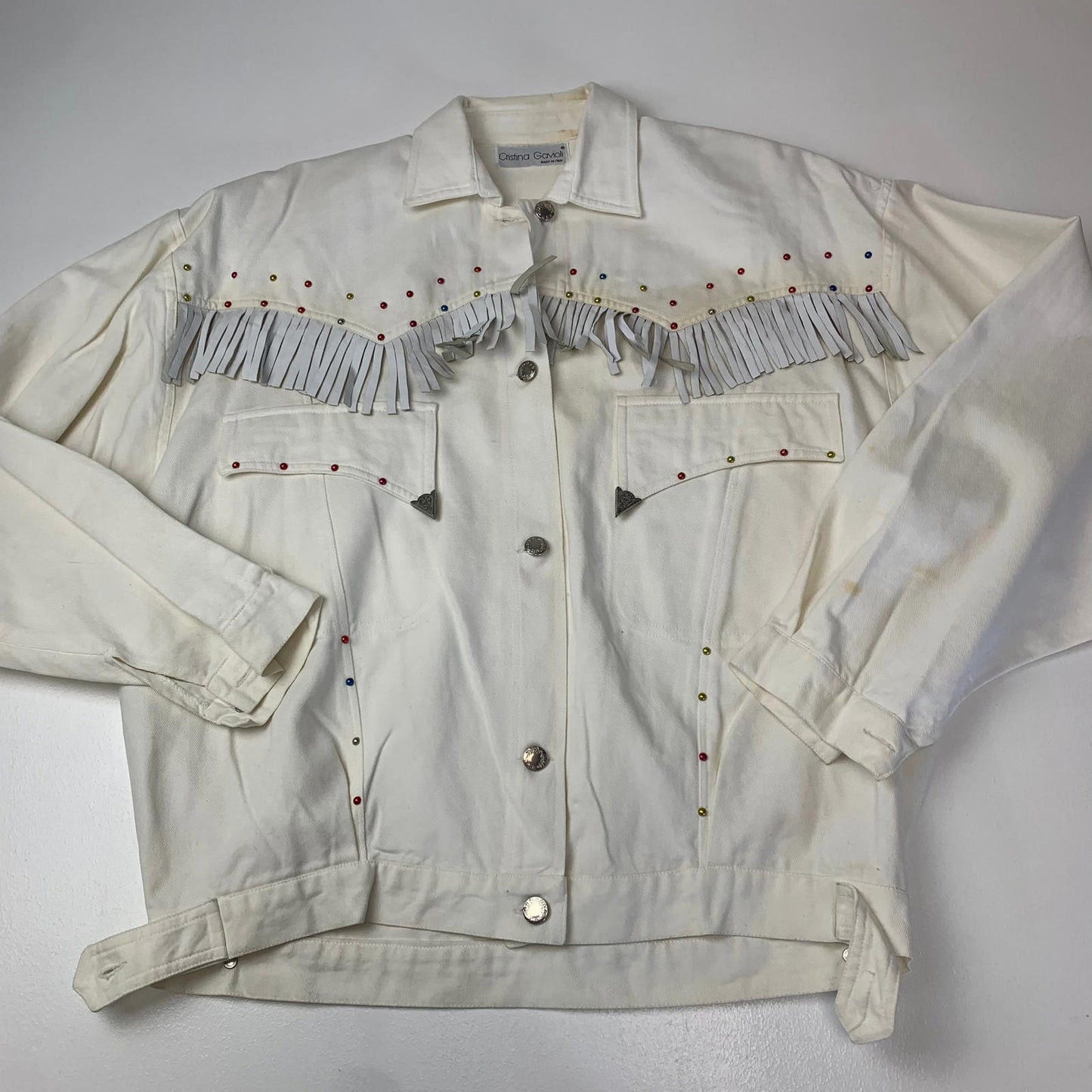 Women’s CRISTINA GAVIOLI Wester Denim Jacket /White / Large