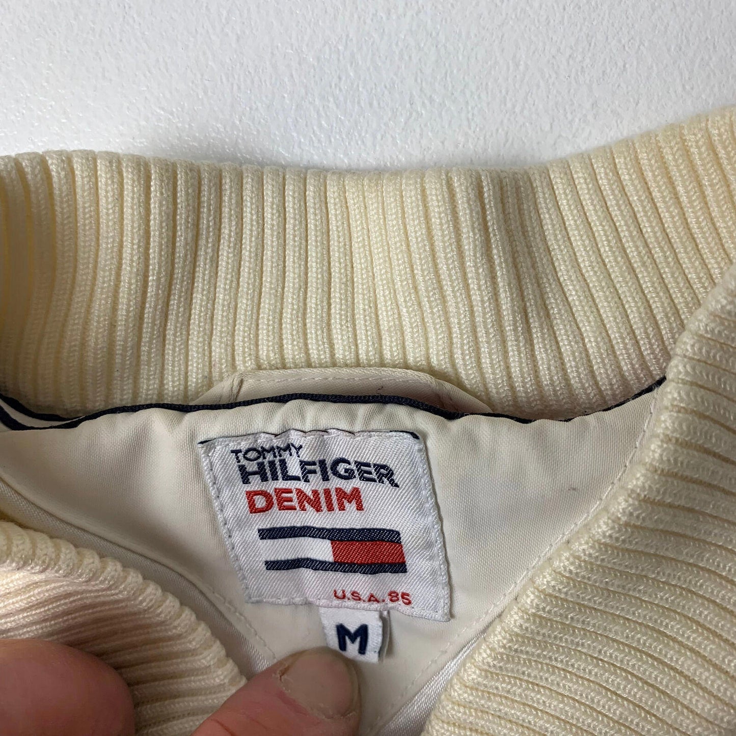 Girls TOMMY HILFIGER Cream Jacket / Back Spellout / 12-13 yrs