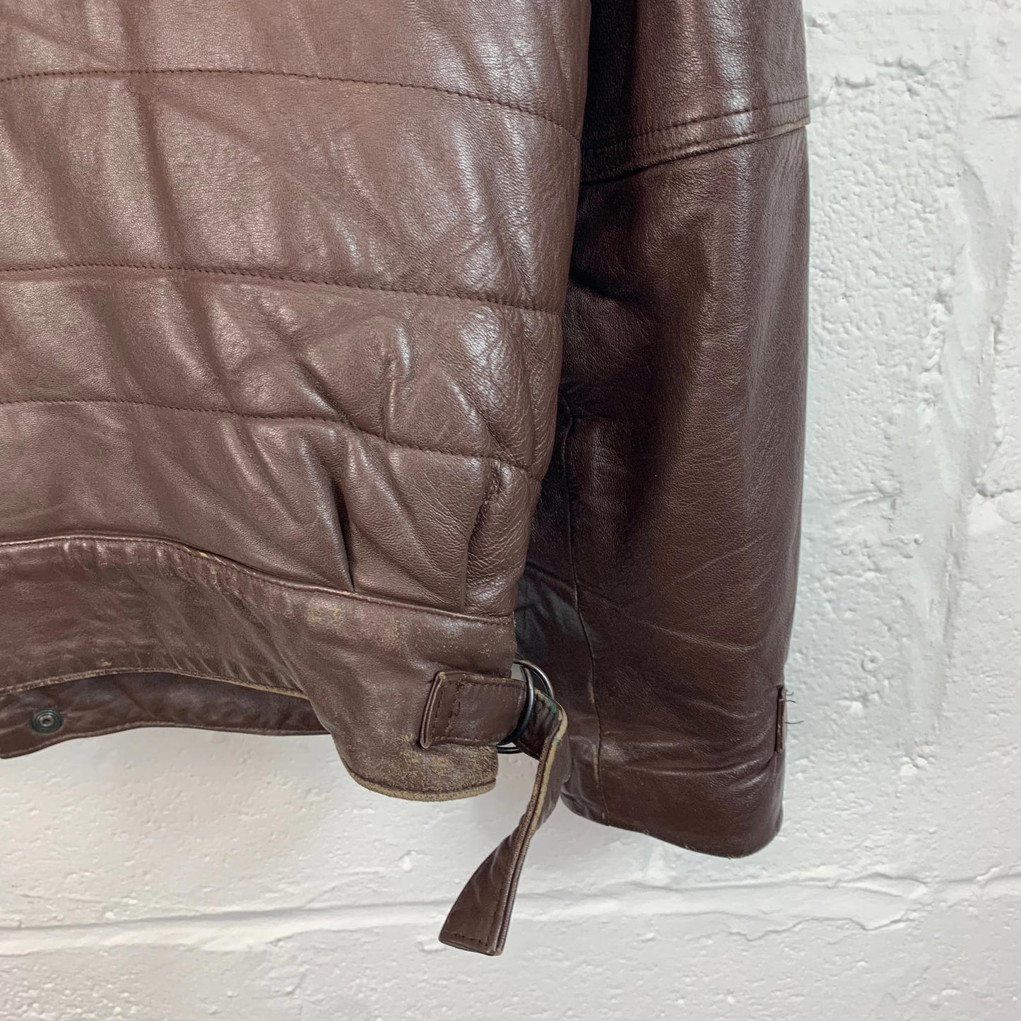 Men’s Vintage Leather & Wool Jacket / Coat / Brown / Medium / Made in Italy
