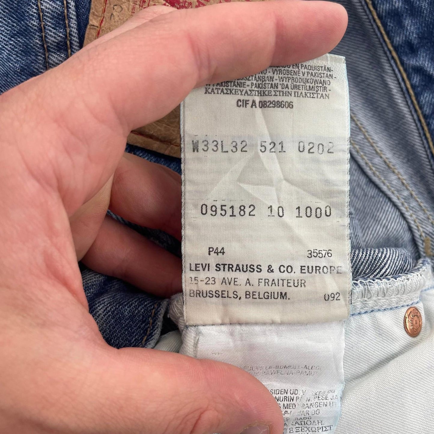 LEVI'S 521 Jeans Straight Distressed Blue Denim Mens W33 L32