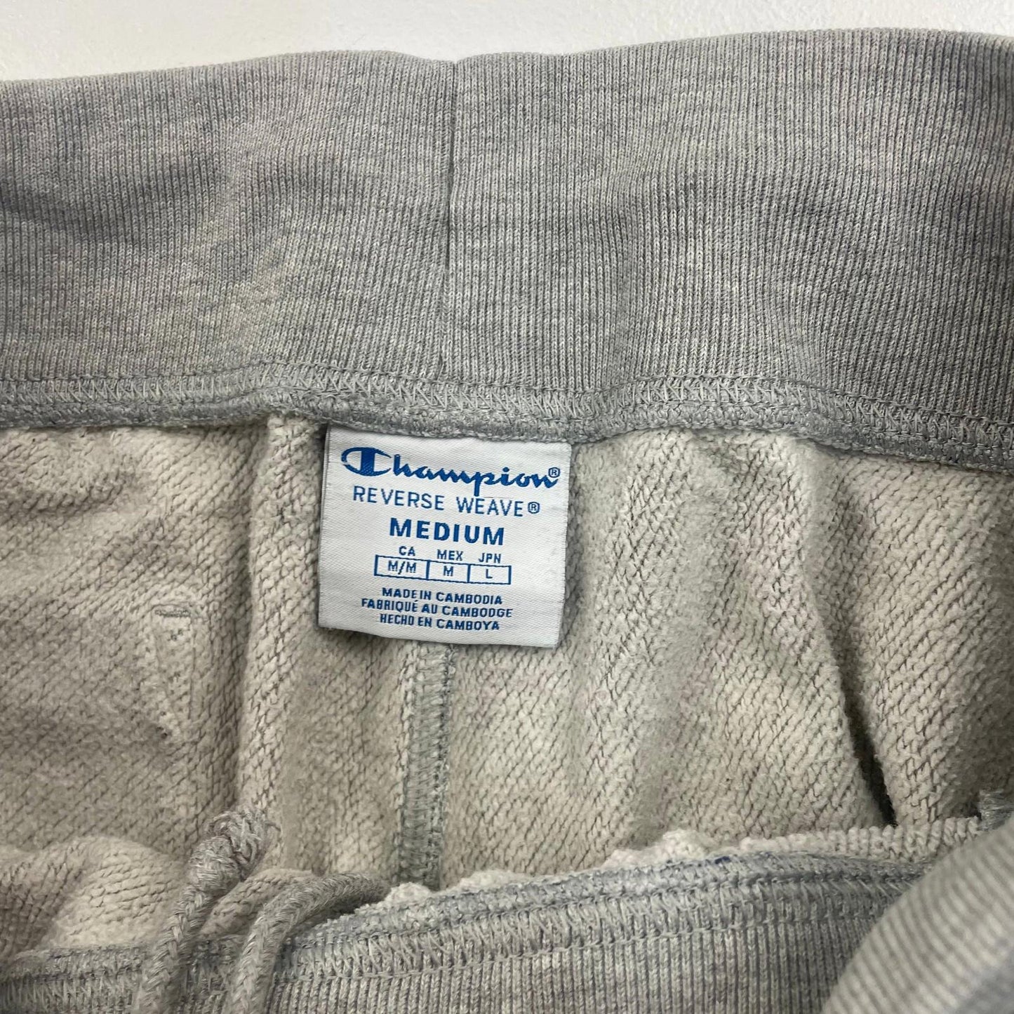 CHAMPION Reverse Weave Jogger Track Pants Grey Graphic Print Mens Medium
