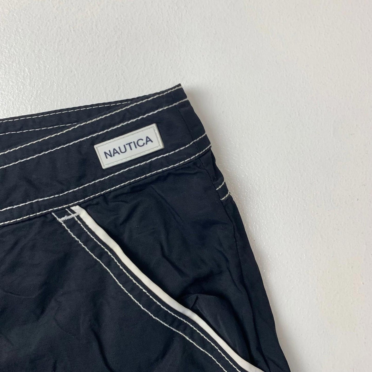 NAUTICA Swim Bottoms Board Shorts Navy Stitch Detail Mens L