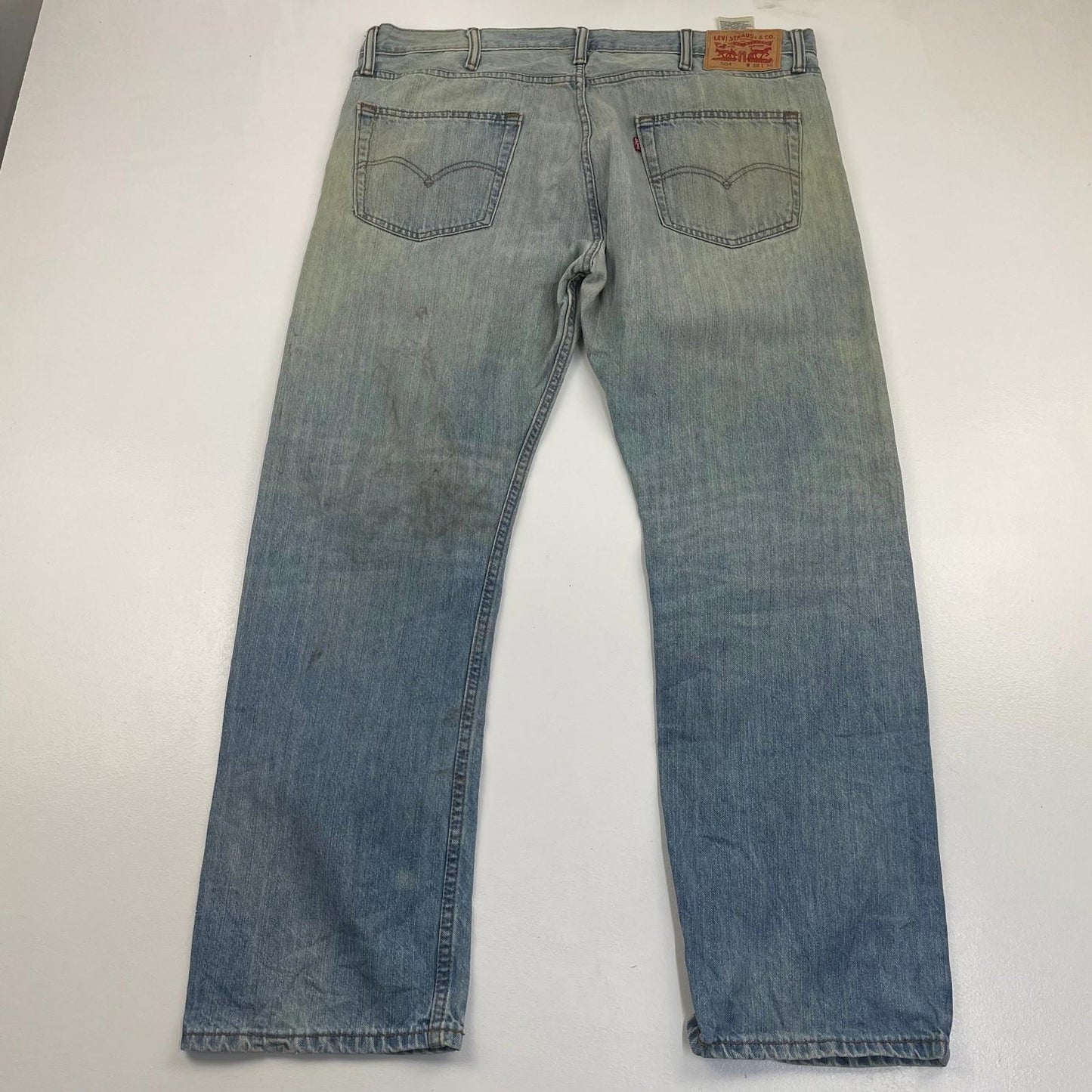 Levi's 504 Straight Leg Denim Light Wash Jeans Blue Mens W38 L30