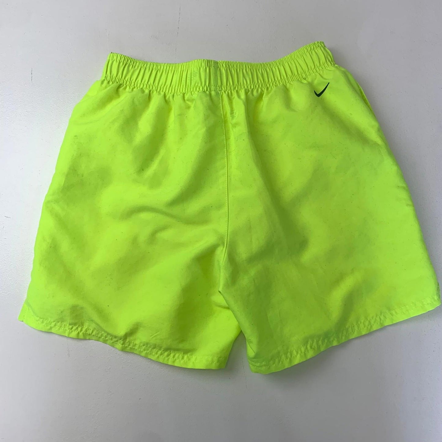 Nike Athletic Shorts Neon Green Elastic Waist Logo Print Mens Small