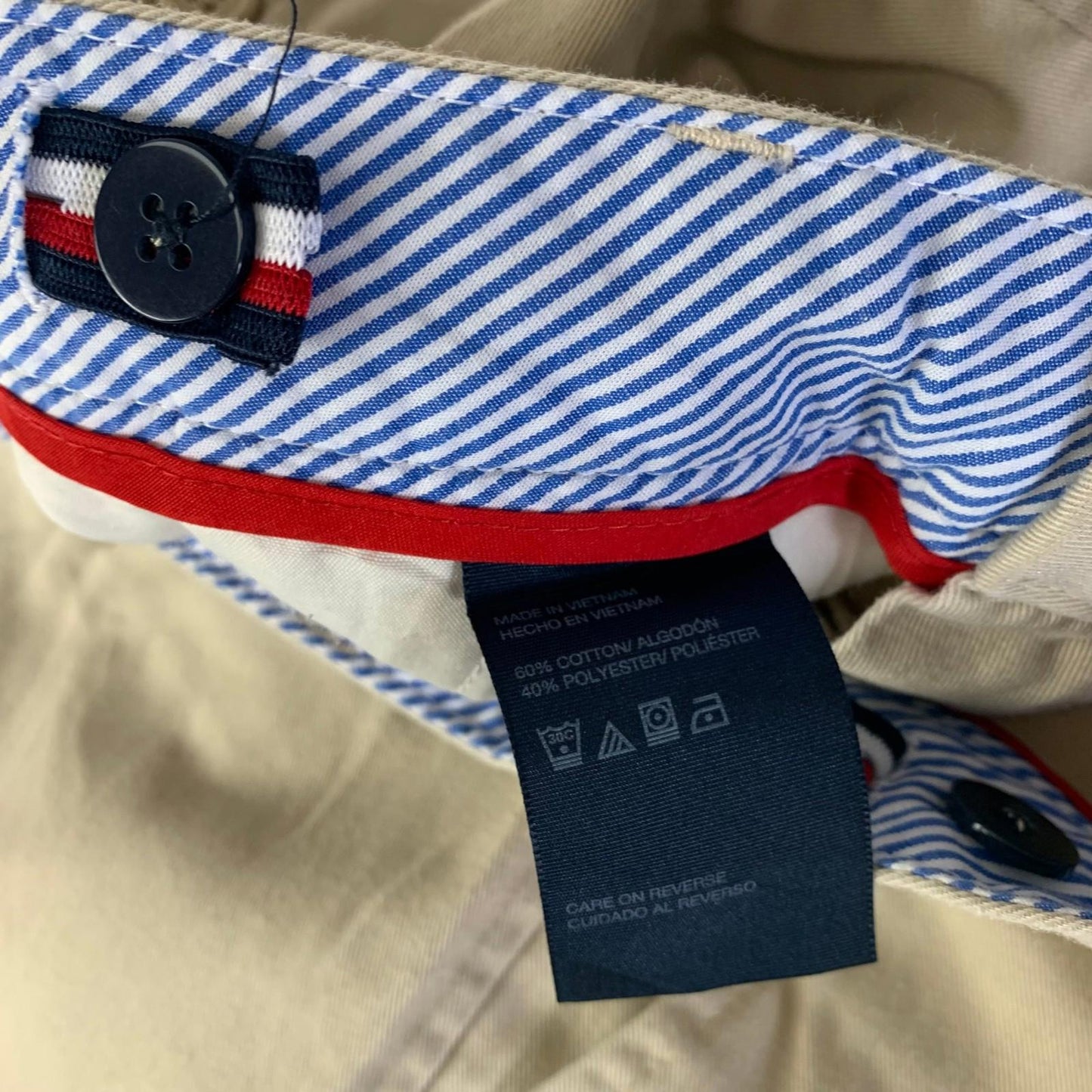 Tommy Hilfiger Boys Trousers Beige Slim Fit Button Fly Casual Style Size 18yr