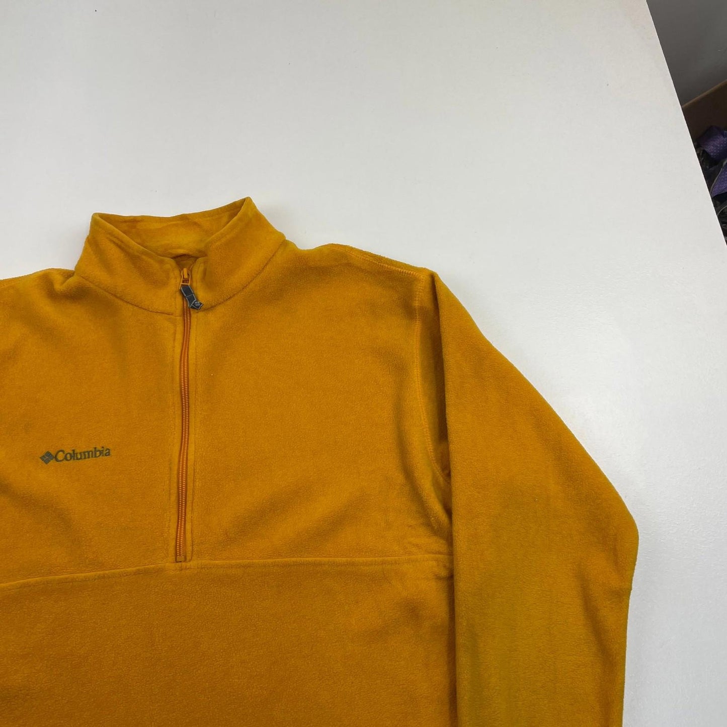 COLUMBIA Fleece Jacket Half Zip Pullover Yellow Mens Size L