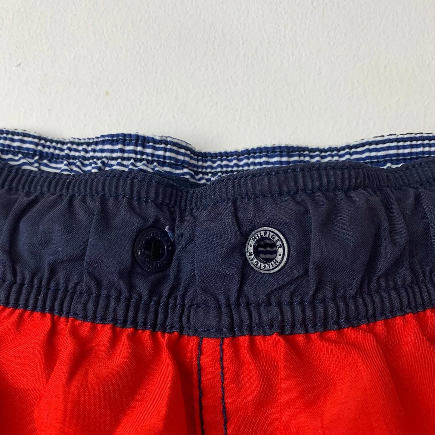 Tommy Hilfiger Swim Shorts Red Colourblock Pocket Swimwear Mens L